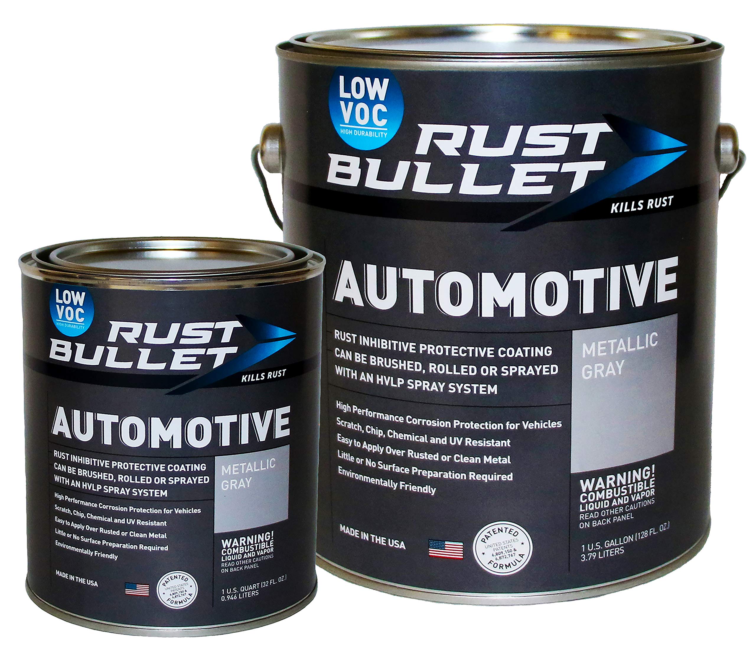 Rust Bullet Automotive Low Voc - Rust Preventive Protective Coating Uv Resistant - No Topcoat Needed - Metallic Gray, Quart