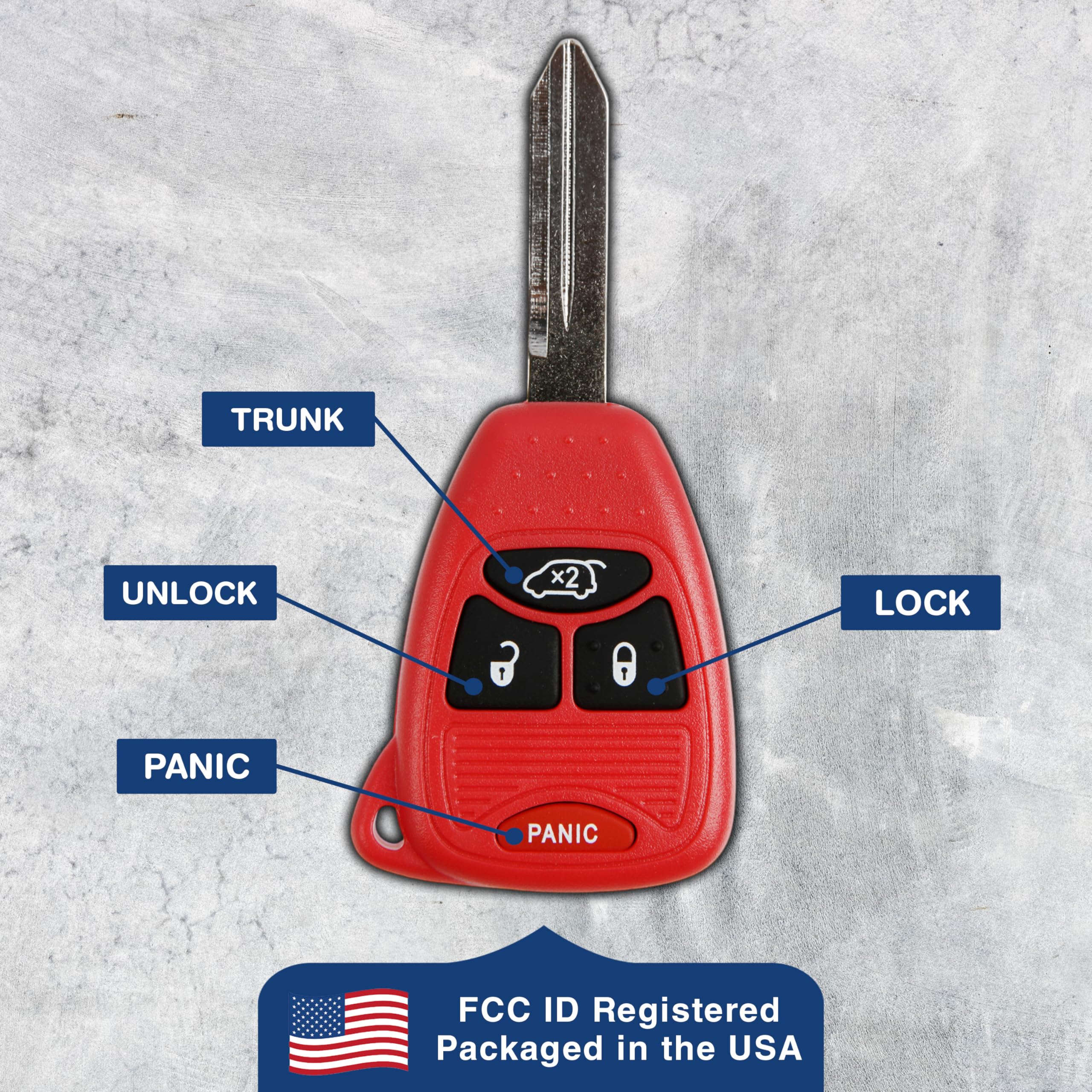 Keylessoption Keyless Entry Remote Control Uncut Car Key Fob Replacement For Oht692427Aa Kobdt04A Red