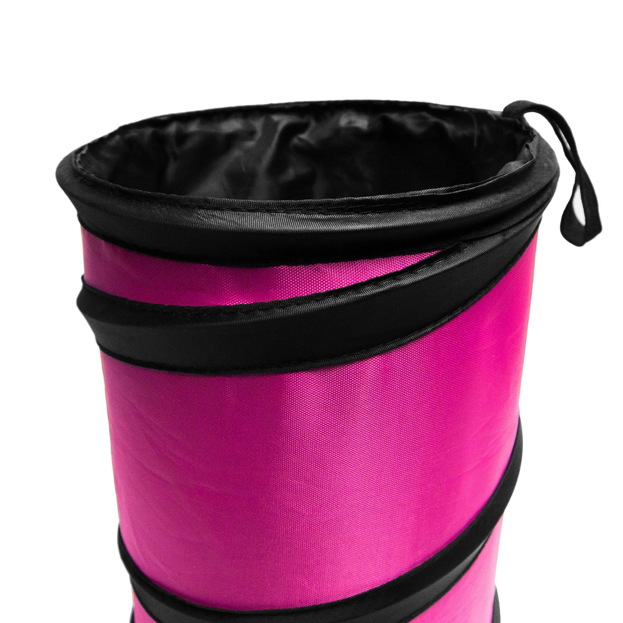 Fh Group Automotive Waterproof Portable Collapsible Small Trash Can Garbage Container Fits Most Cars, Suvs, And Trucks Pink