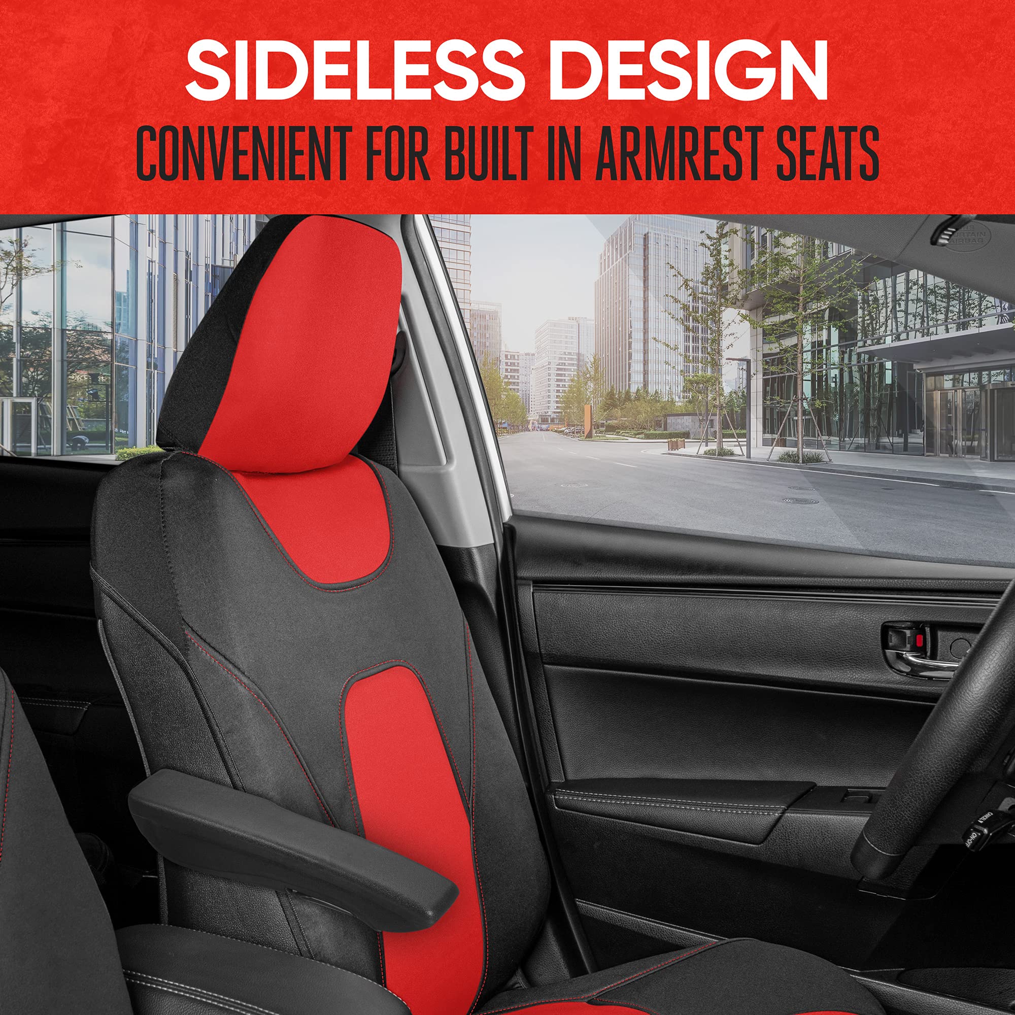 Motor Trend AquaShield Waterproof Front Seat Covers, Red Seat Covers for Cars – Padded Neoprene Front Car Seat Cover, SUV Seat Covers Protector - Car Interior Cover for Auto Truck & Van