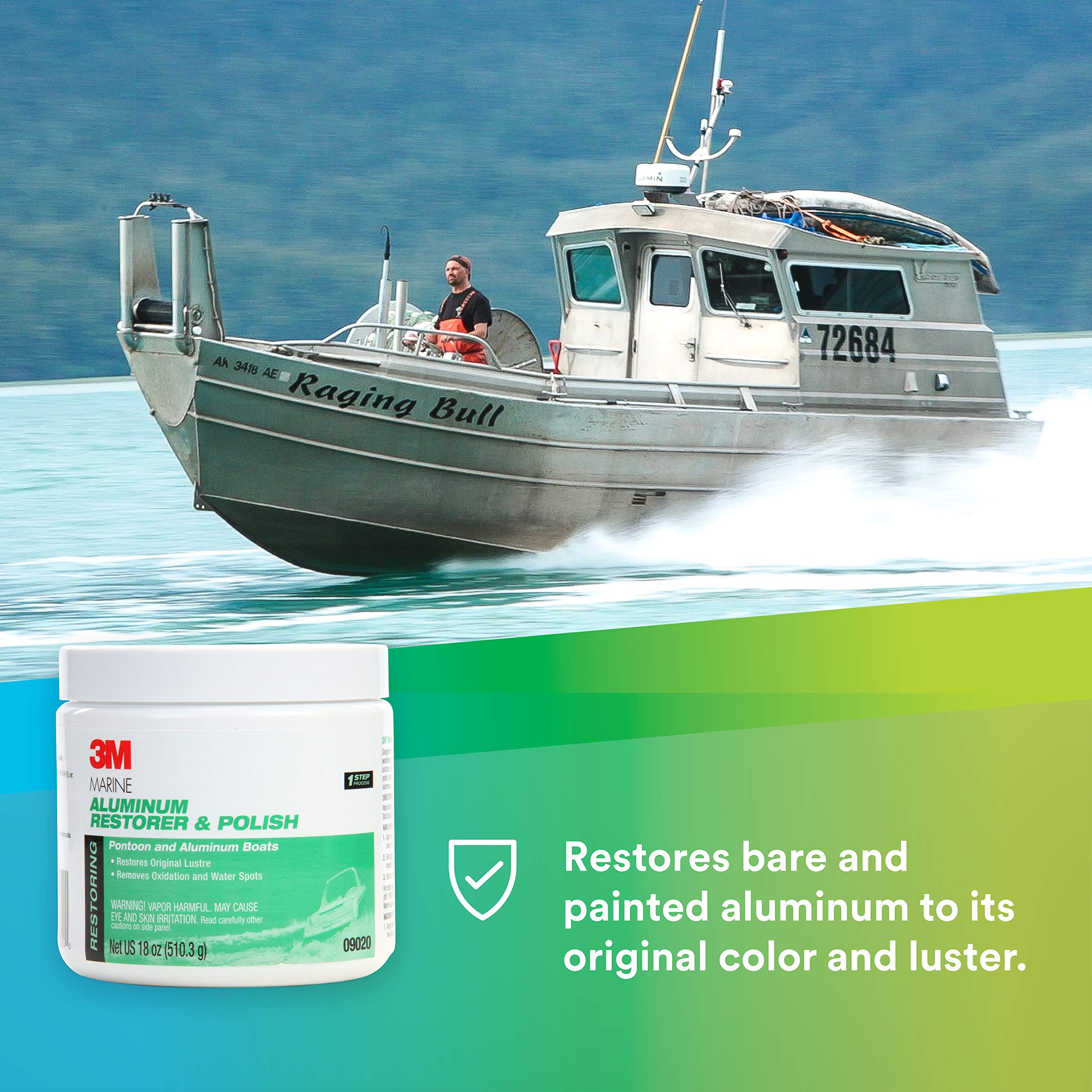 3M Marine Aluminum Restorer And Polish, 09020, 18 Oz, For Marine Detailing, Remove Heavy Oxidation And Chalking, 1 Tube