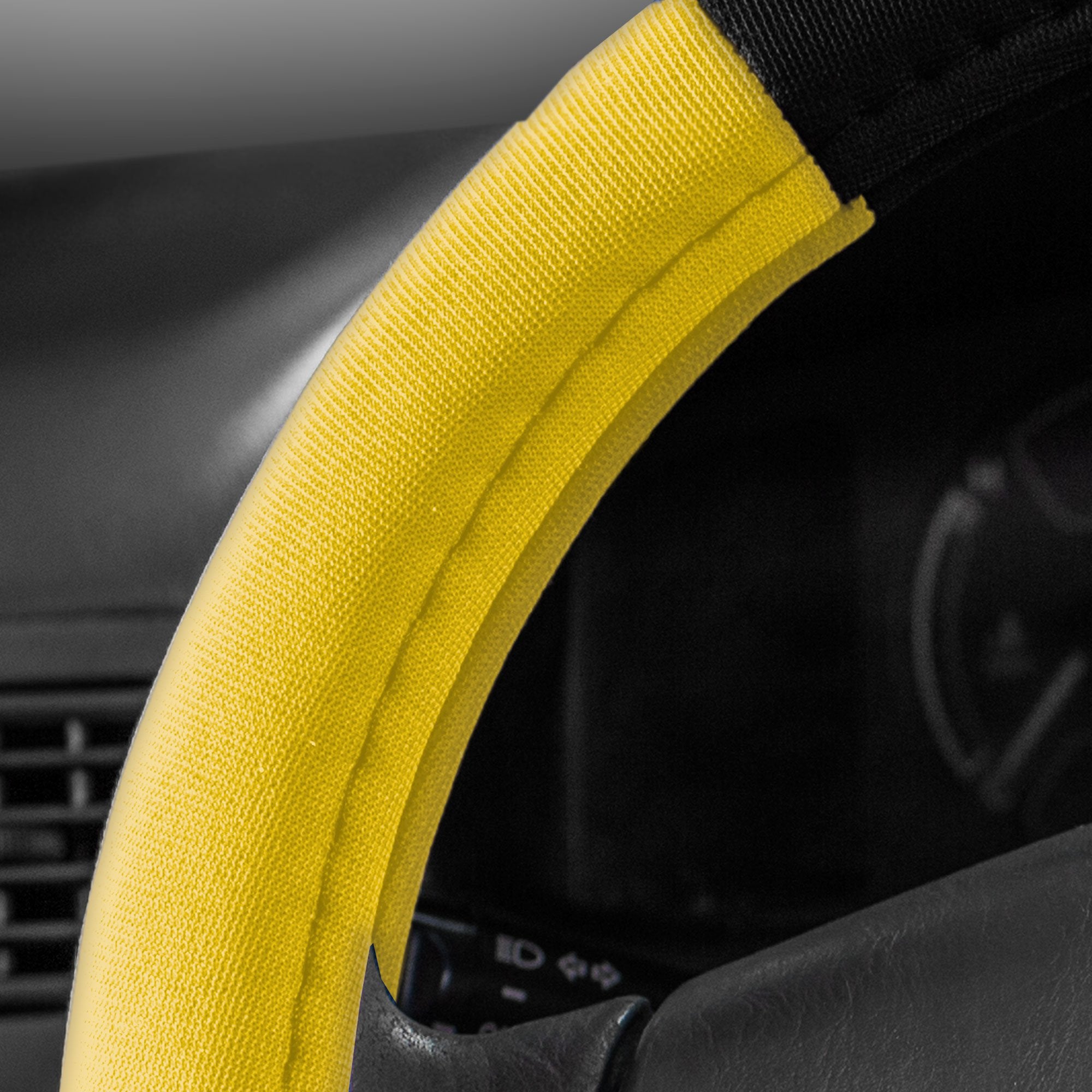 Fh Group Universal Fit Modernistic And Seat Belt Pads Combo Set Steering Wheel Cover Fits Most Cars, Suvs Yellow