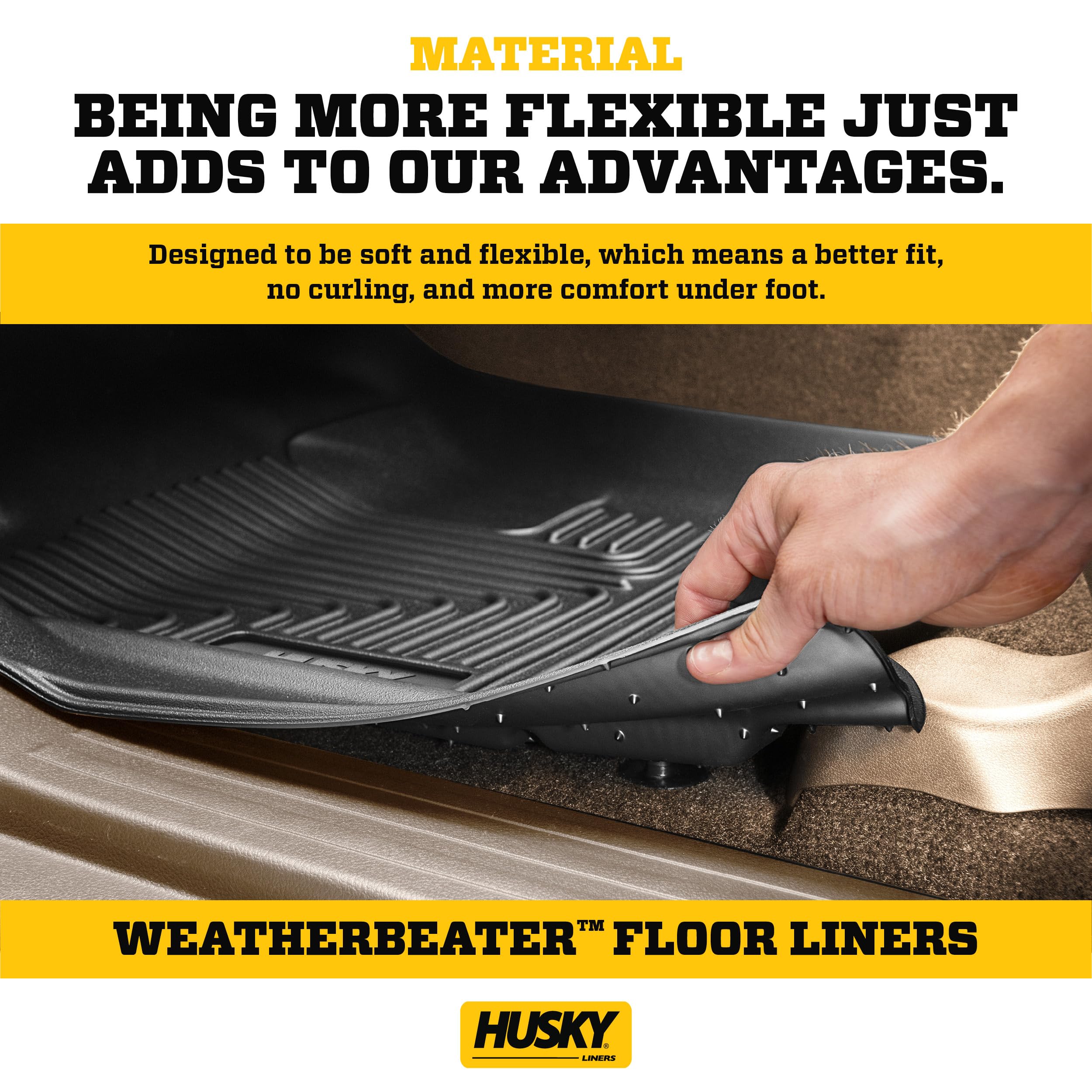 Husky Liners Weatherbeater Floor Mats | Fits 2019-2025 Jeep Wrangler (Jl), 2-Door | 2Nd Row, 2-Pc Black - 14031