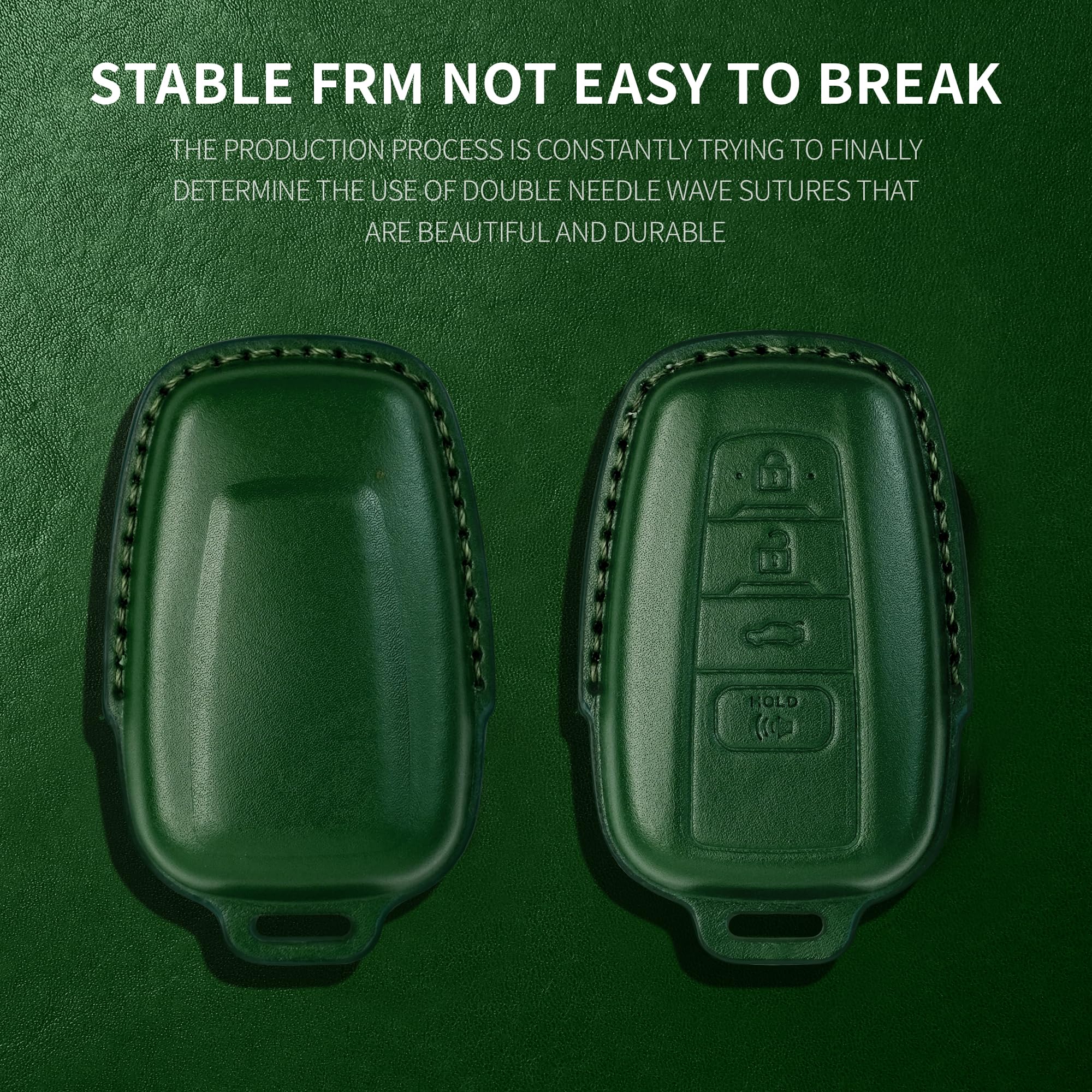 Tukellen For Toyota Key Fob Cover Genuine Leather With Keychain,Leather Key Case Protector Compatible With 2020-2022 Highlander Corolla Prius 2018-2024 Rav4 Camry Avalon C-Hr Gt86 -Green