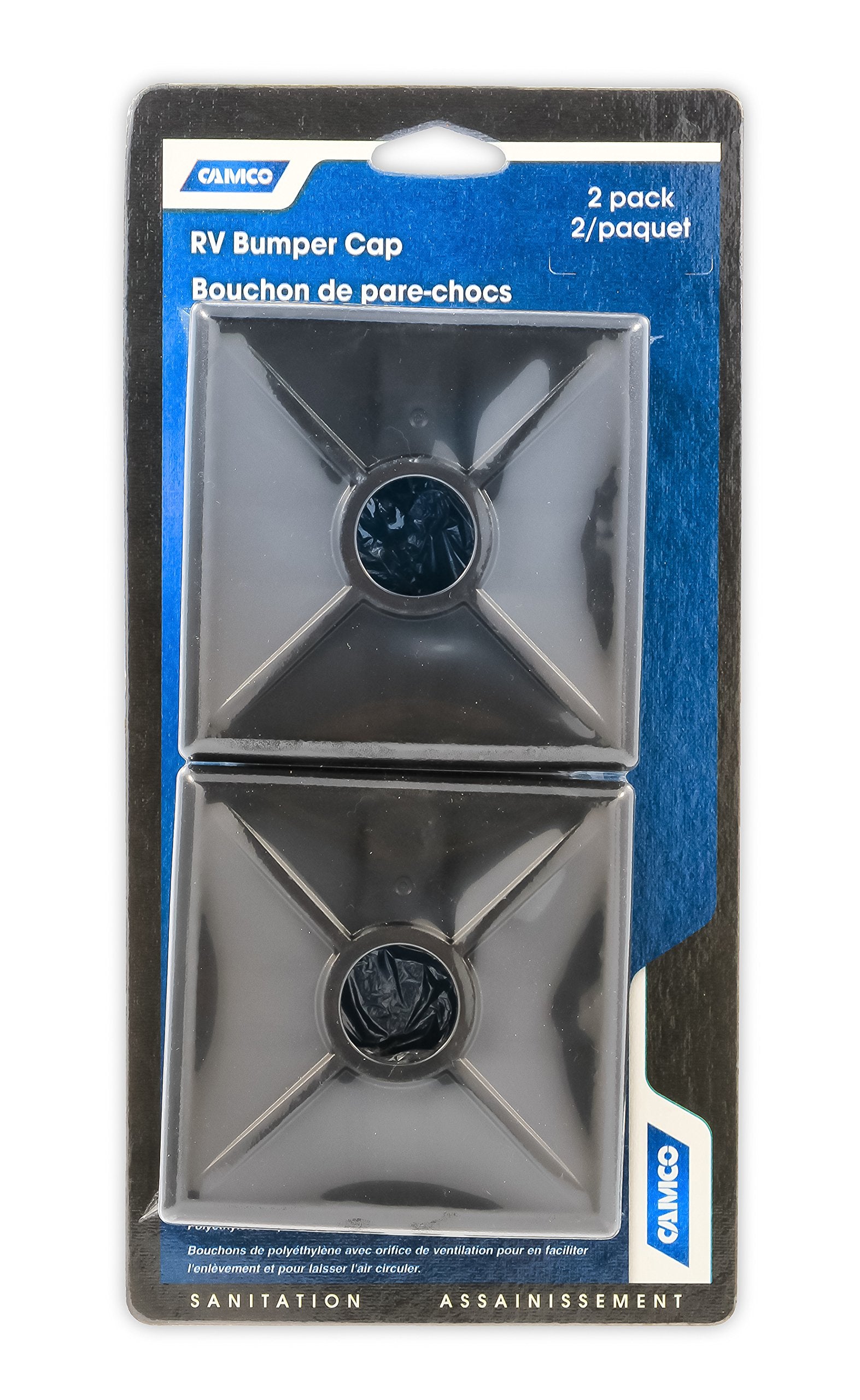 Camco 4-Inch Rv Bumper Caps | Easy Removal | Durable Construction | Black, 2-Pack (40303)