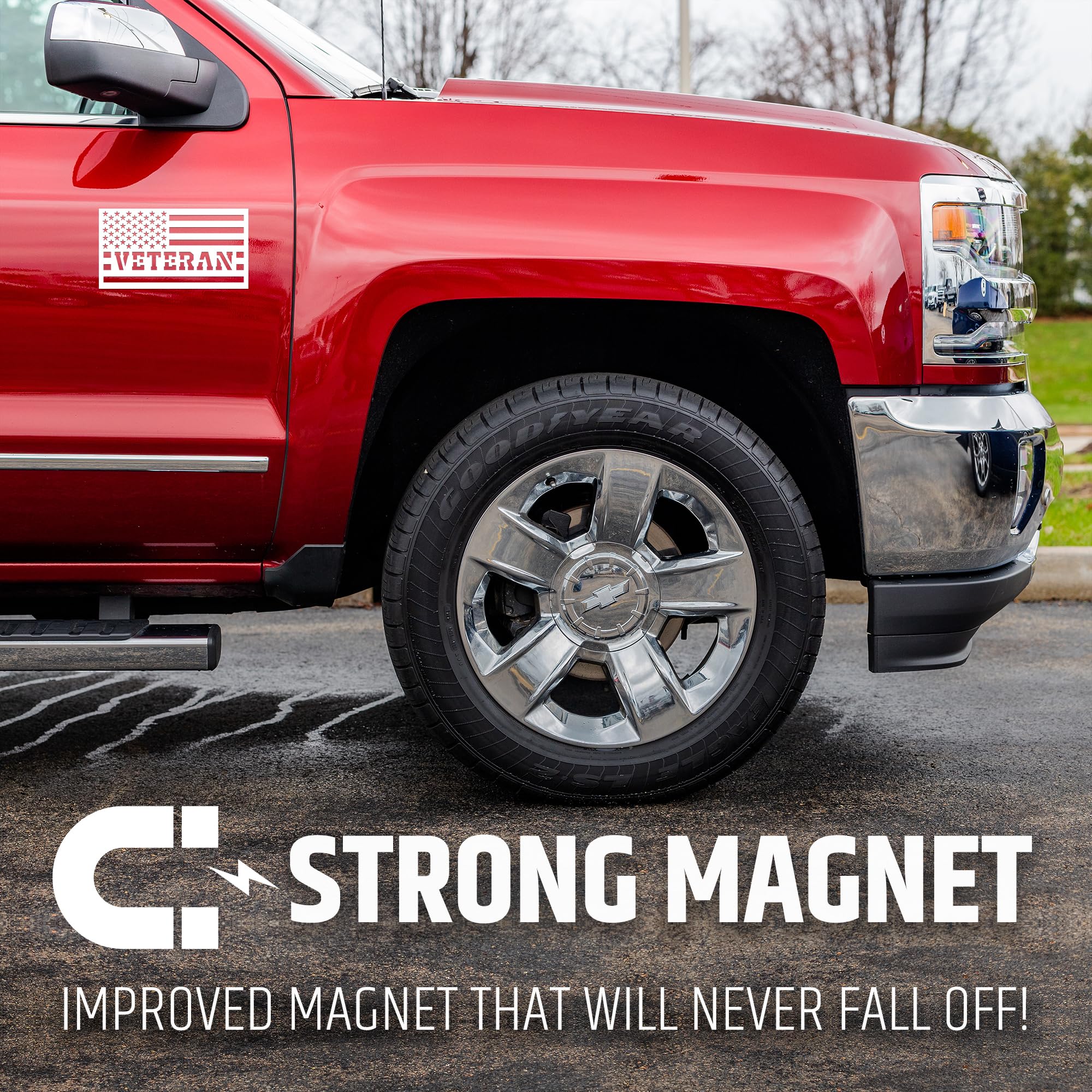 American Flag Magnets For Trucks & Cars (3 Pack) - Veteran Edition + Bonus Reverse Design | Magnetic Us Flags Cut-Out | Powerful
