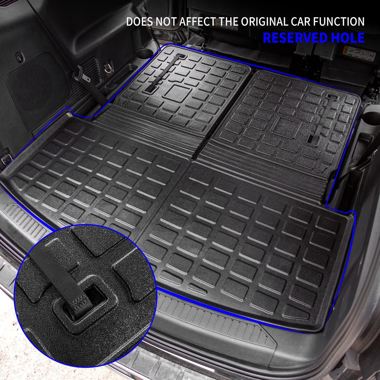 Rongtaod Cargo Mat Compatible With 2020-2025 Ford Explorer 6&7 Passenger Cargo Liner Trunk Mat Back Seat Cover Protector Upgrade 2024 Explorer Accessories (Trunk Mat With Backrest Mat)