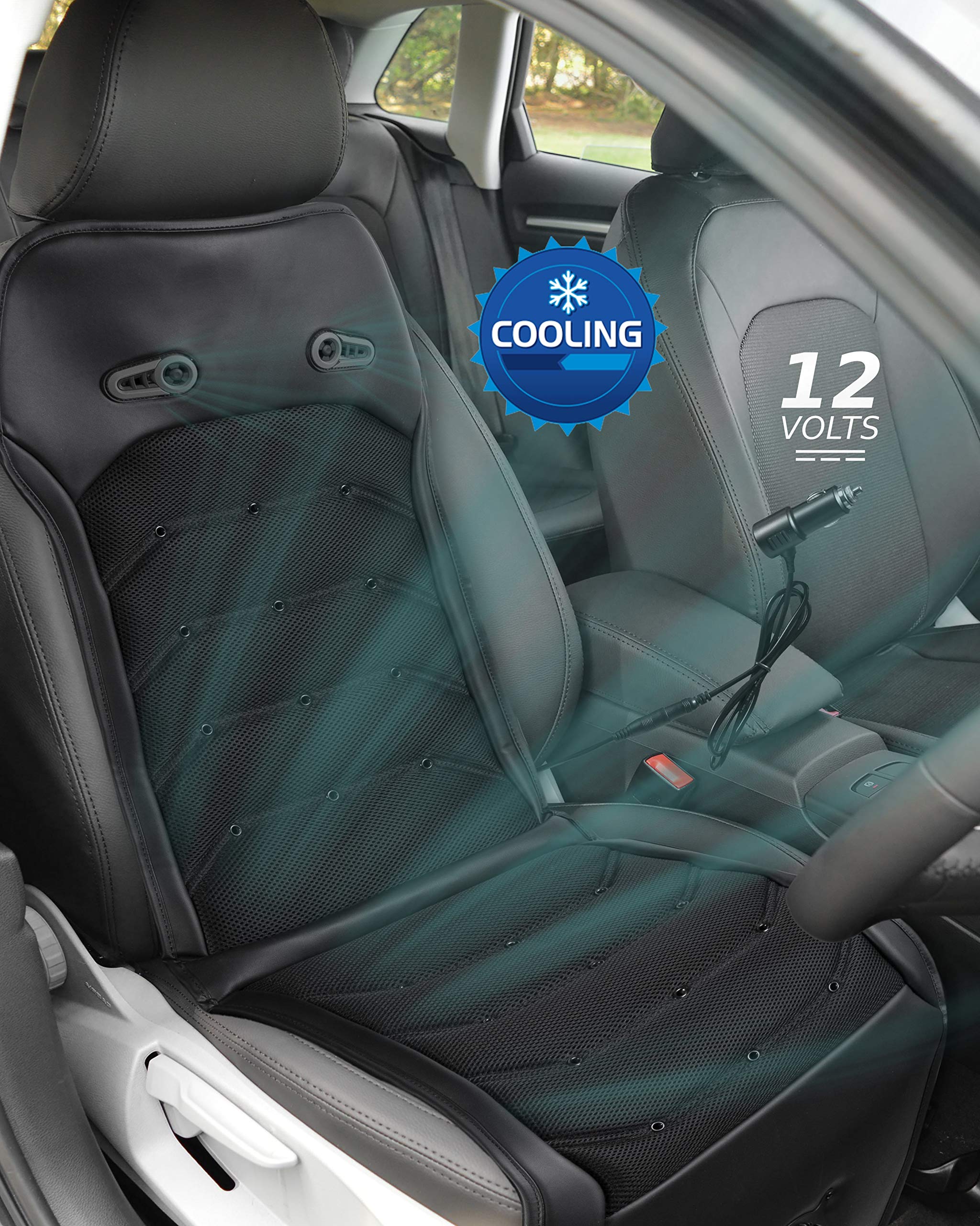 Cooling Car Seat Cushion Cover - 12V Air Ventilated Cooling Seat Cover for Car, Ventilate Breathable Home and Office, Back Comfo