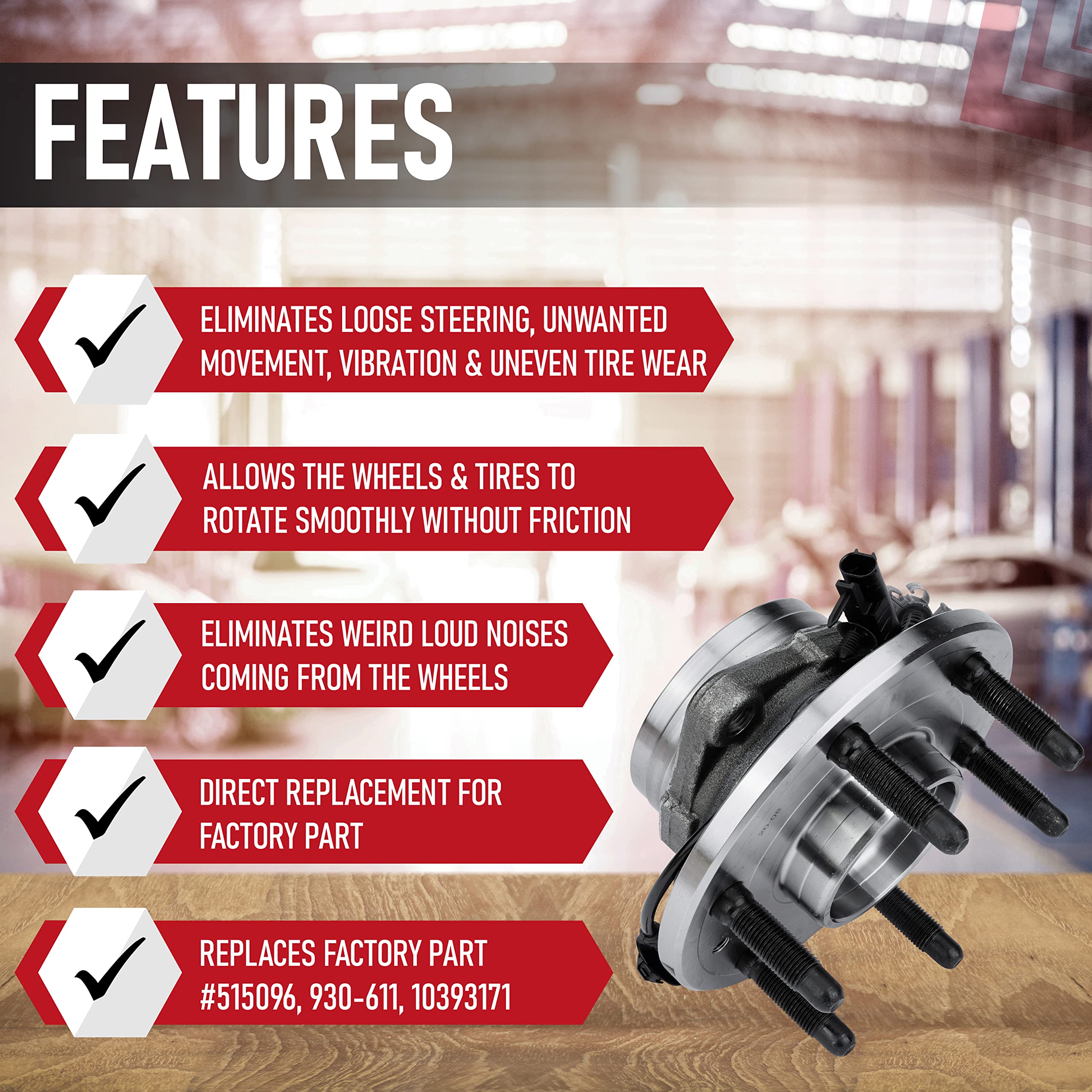 Front Wheel Bearing - Compatible With Chevy, Cadillac And Gmc 4Wd - Escalade, Avalanche, Silverado 1500, Suburban, Tahoe, Sierra