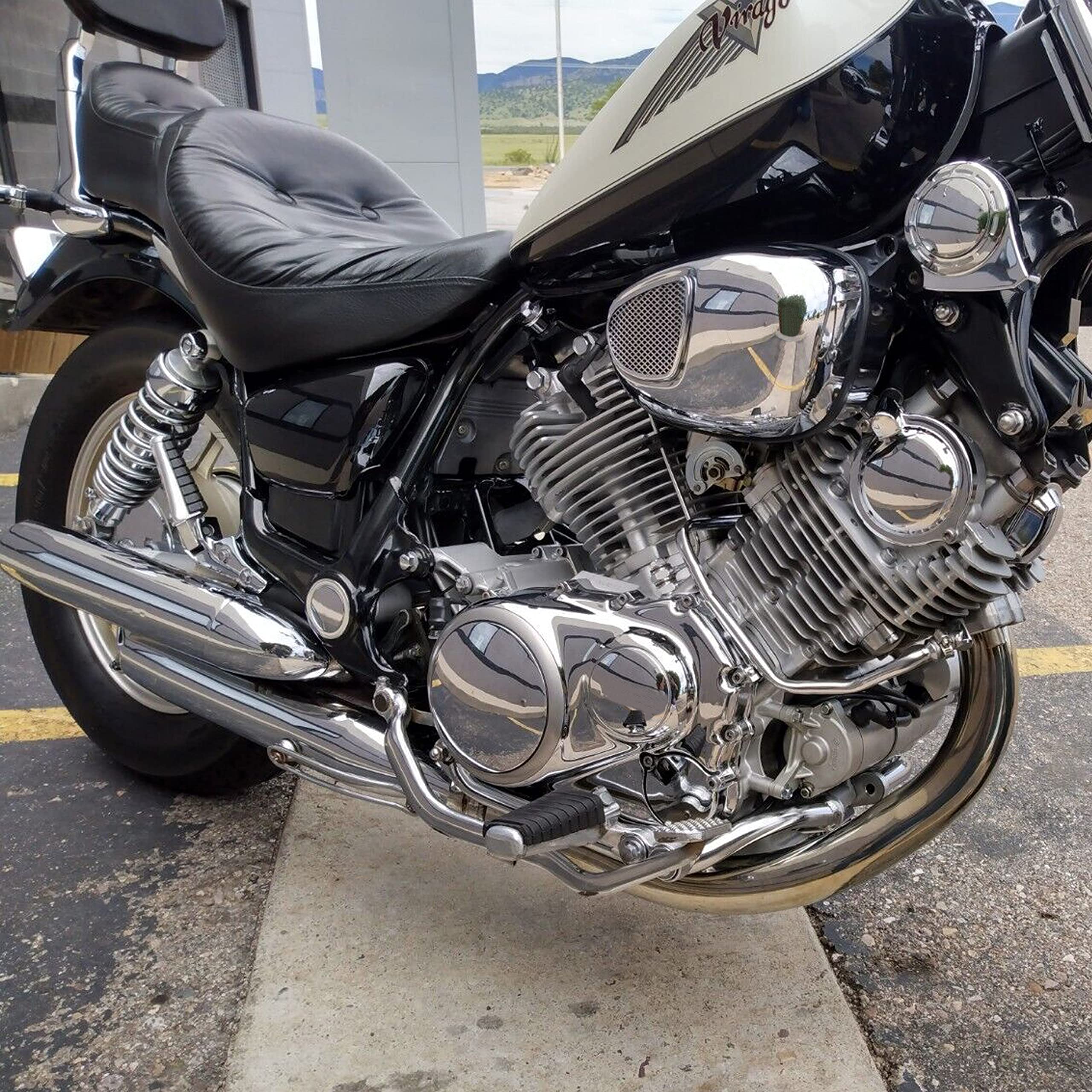 ECOTRIC Side Cover Battery Cover Fairing Compatible with 1984-Up Yamaha XV 700 750 1000 1100 Virago Battery Side Fairing Cover Protection (Right Side) Motorcycle Black