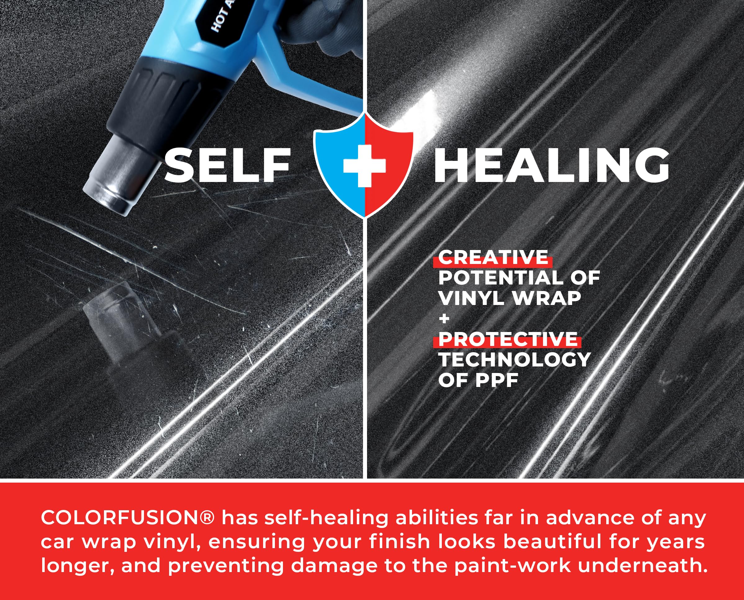 Colorfusion Ppf By Vvivid, Gloss Metallic Shadow Ash Grey Dry Apply Ppf Vinyl Car Wrap Roll 10Ft X 5Ft