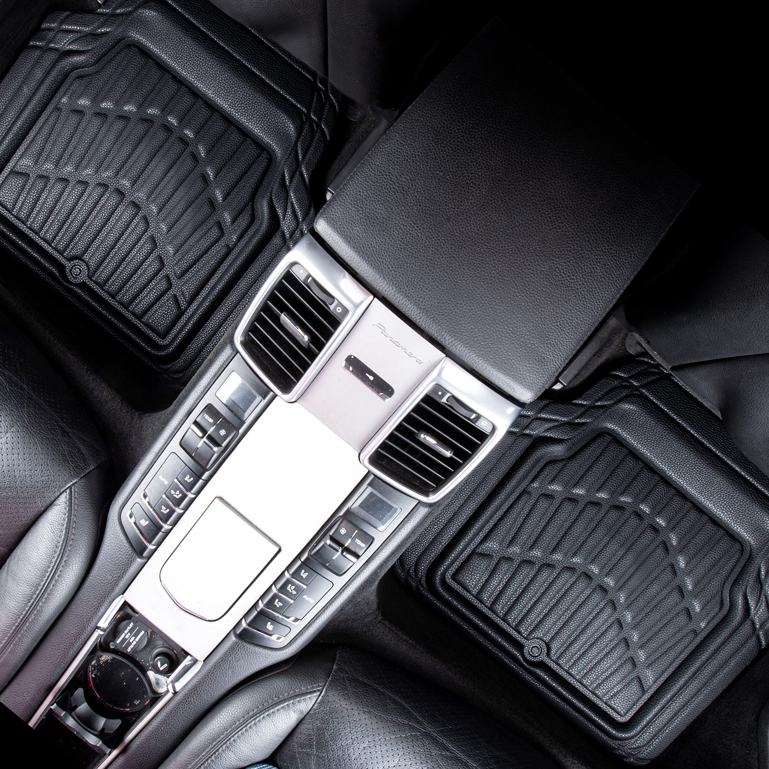 Car Pass Leather Car Floor Mats -3D Waterproof All Weather Season, Universal Trim To Fit & Anti-Slip Burr Bottom Safety & Light