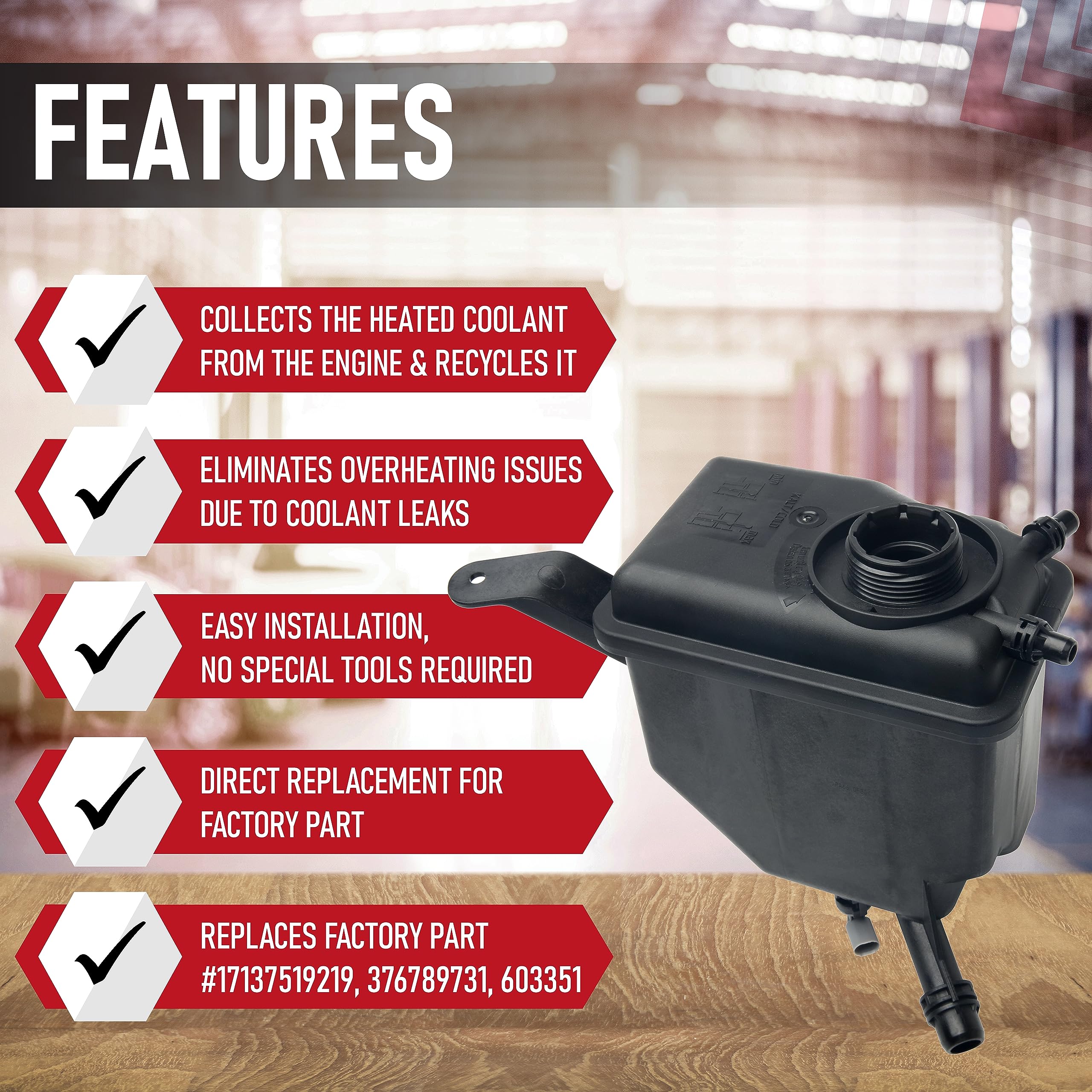 Replacement Engine Coolant Reservoir Tank With Cap And Sensor - Compatible With Bmw - 525I, 525Xi, 528I, 528Xi, 530I, 530Xi, 535