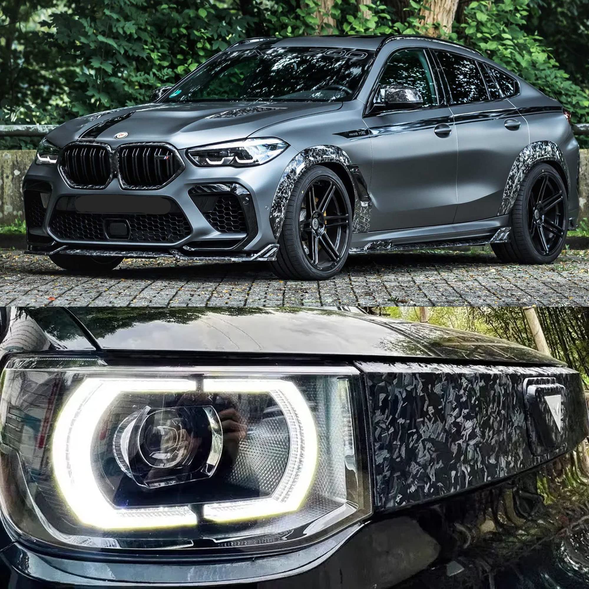 Black Forged Carbon Fiber Vinyl Wrap Roll, Lypumso Matte Black Car Wrap Vinyl With Bubble Free Air Release Auto Diy Decal Vehicl