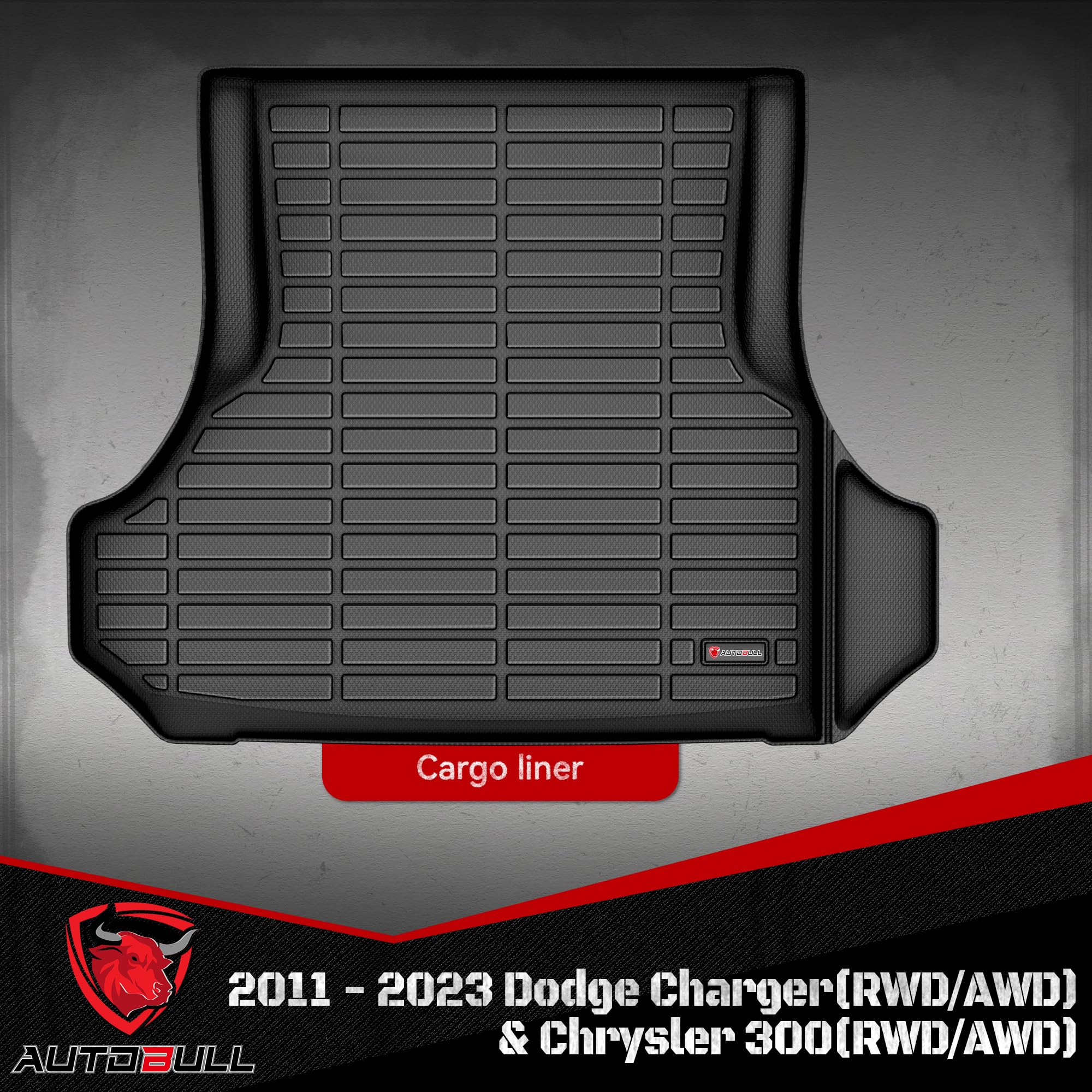 AUTOBULL Cargo Liner Compatible with 2011-2023 Dodge Charger(RWD/AWD) & Chrysler 300(RWD/AWD) Cargo Mat