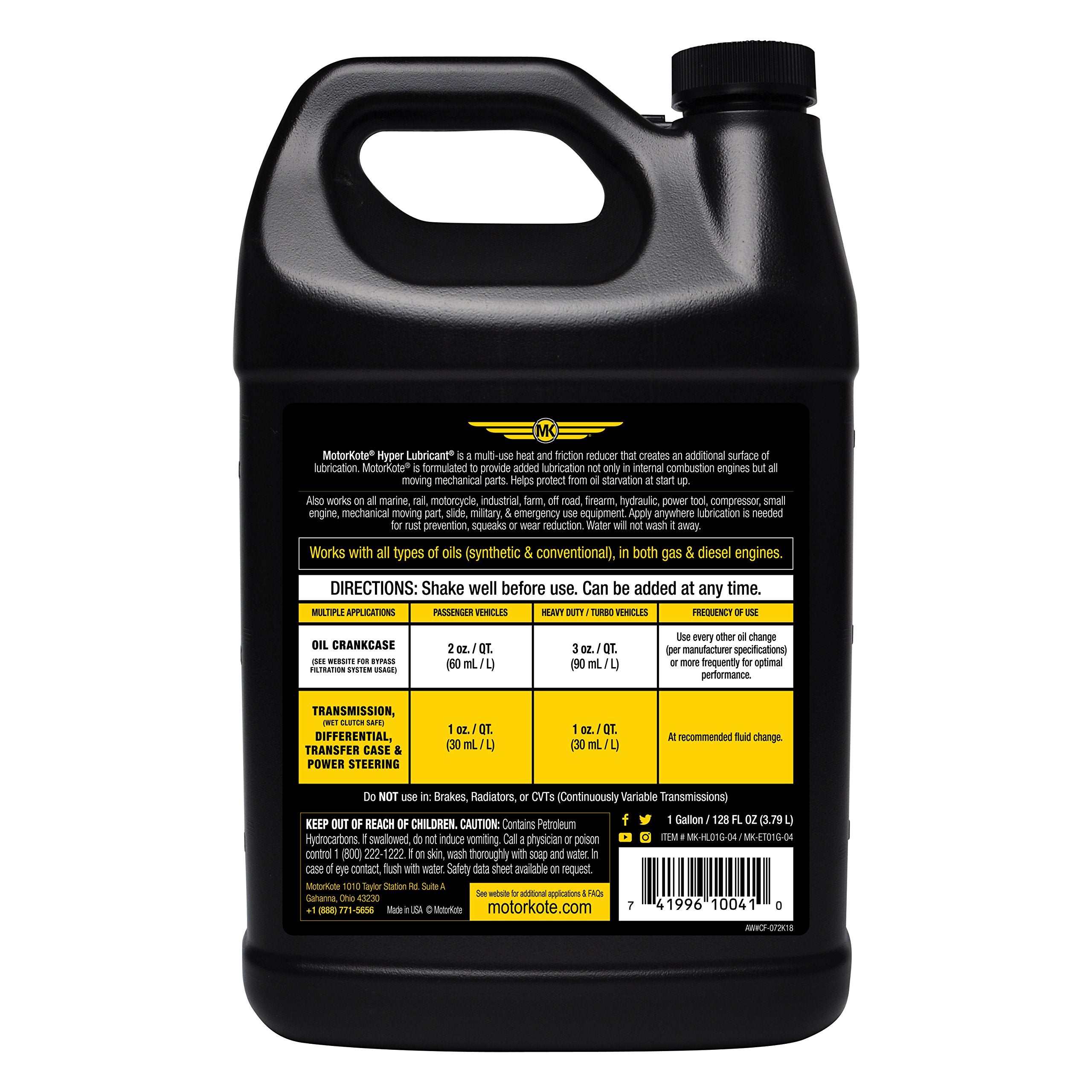 Motorkote Mk-Hl01G-04 Heavy Duty Hyper Lubricant, 1-Gallon, Single