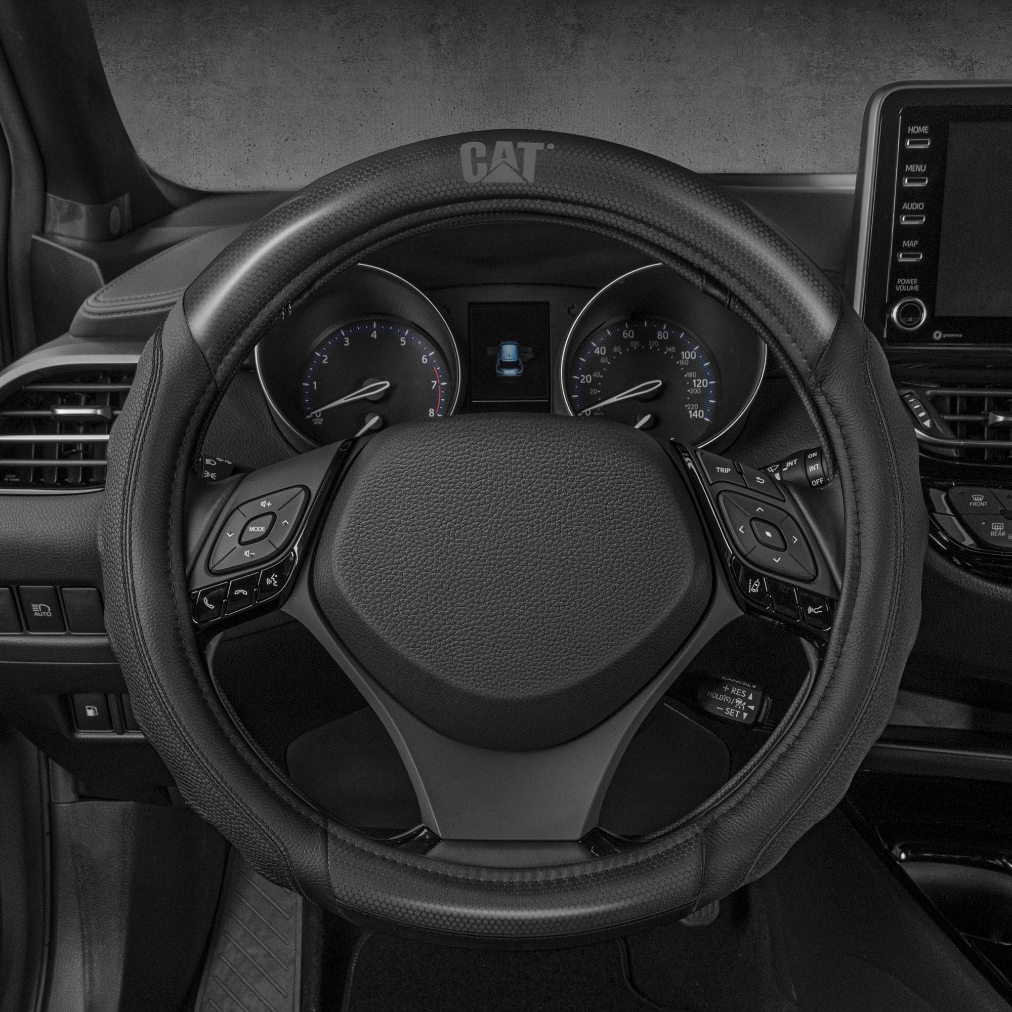 Cat HexSport Black Carbon Fiber Steering Wheel Cover, Standard 15 inch Size, Durable and Comfortable with Advanced Grip, Car Ste