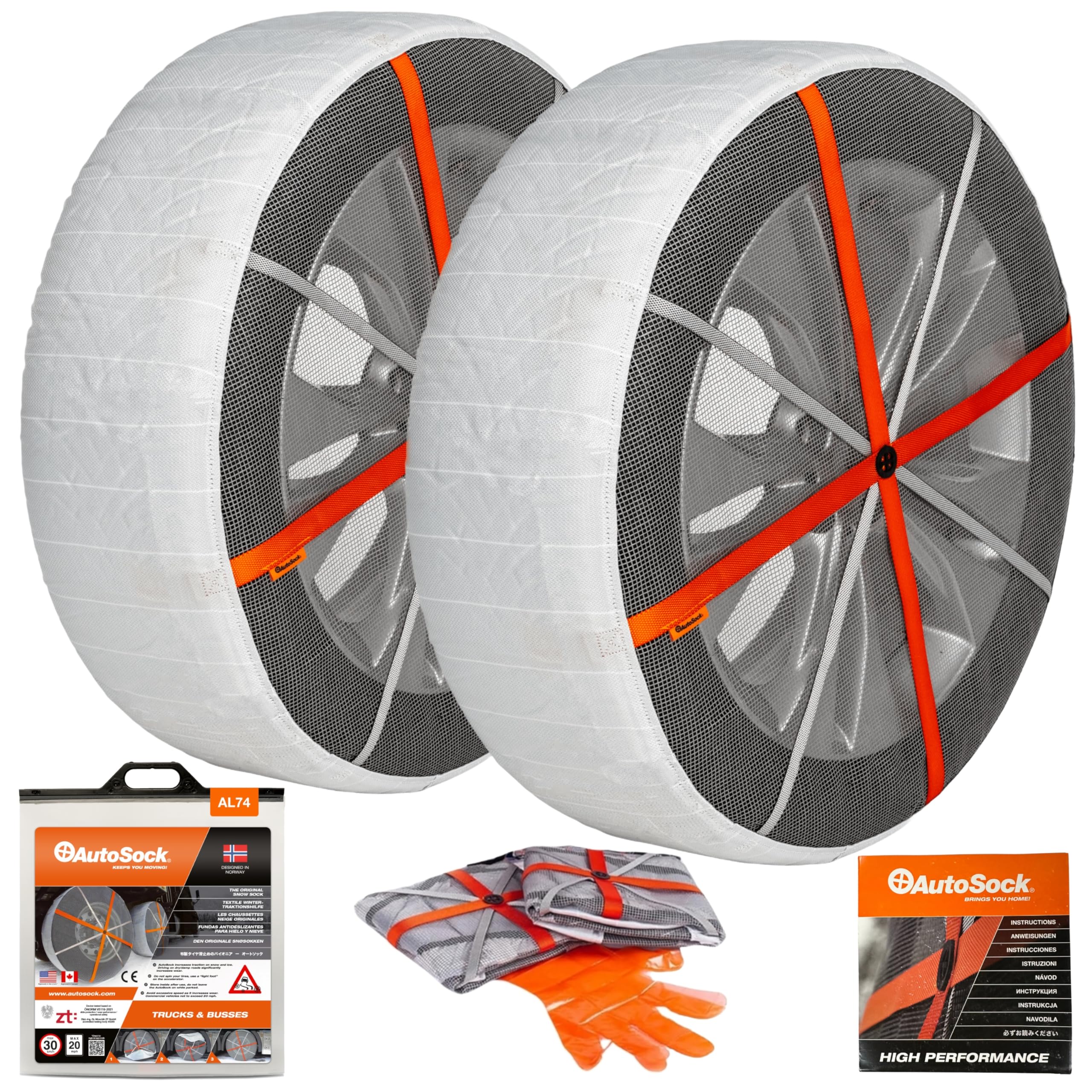 AutoSock Commercial Vehicle Snow Socks for Tires, AL74 - Car Sock Tire Traction Device for Snow, Ultimate Chain Alternative for 