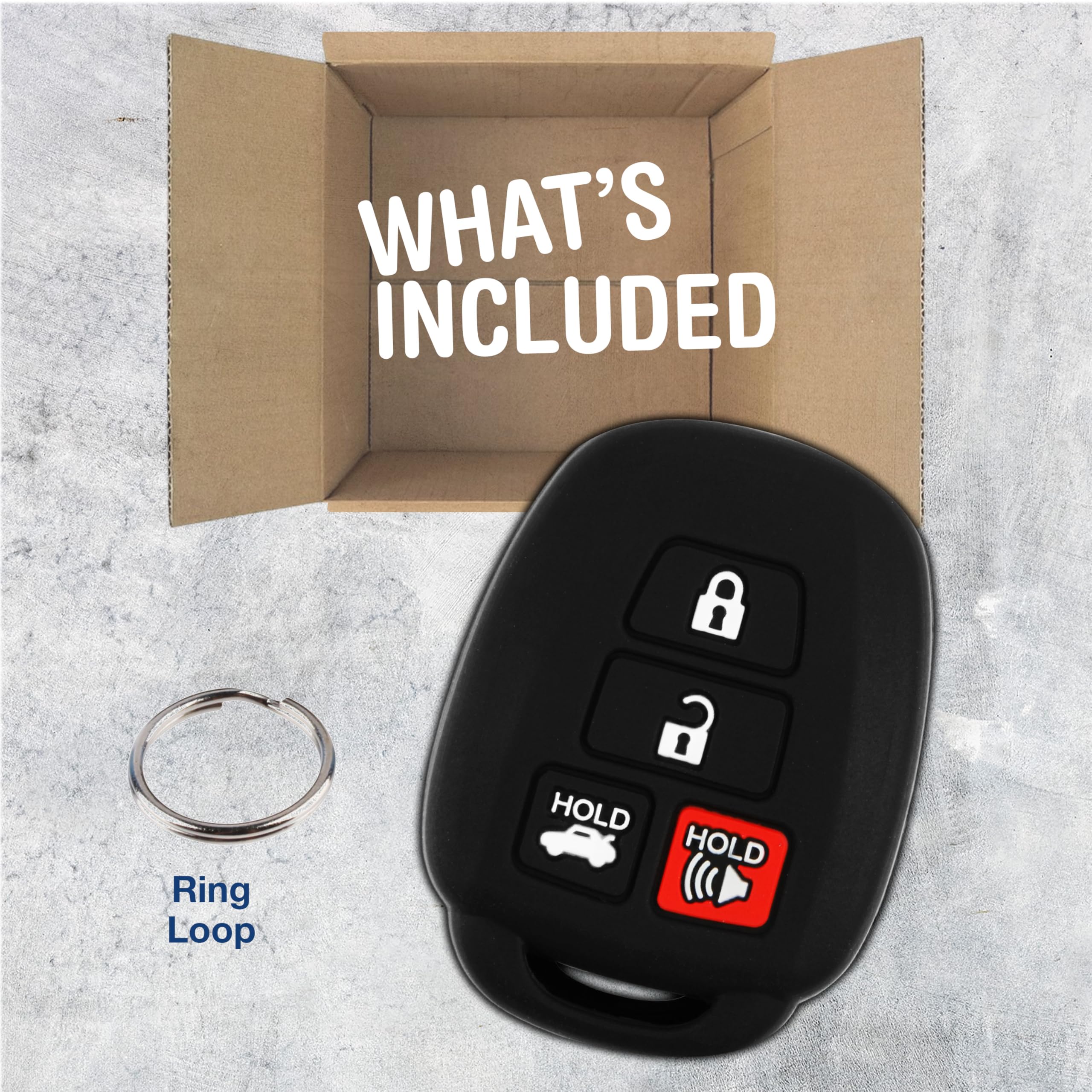 Keylessoption Key Fob Cover Replacement For 2012 2013 2014 Toyota Camry Corolla Tacoma Remote Silicone, 4-Button Hyq12Bdm