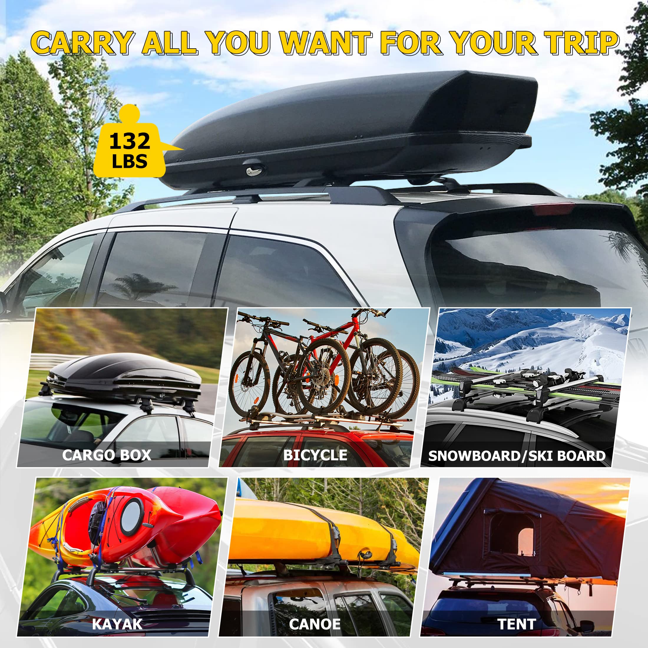 AUXMART Roof Rack Cross Bars Fit for Honda Odyssey 2011 2012 2013 2014 2015 2016 2017 OE Style, Black Rooftop Luggage Rack Replacement, Aluminum Cargo Carrier Bars