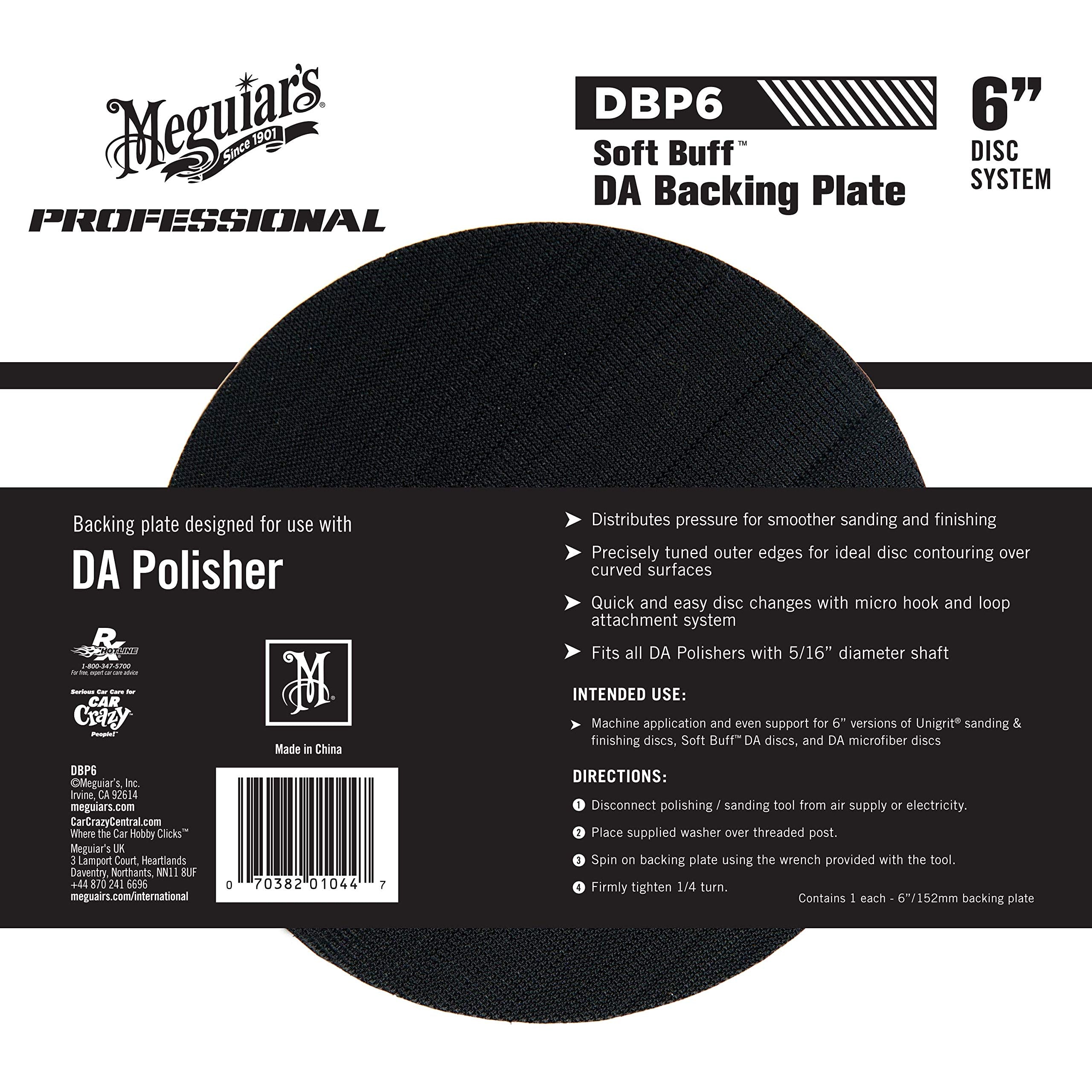Meguiars 6 Soft Buff DA Backing Plate DBP6-6 Inch Backing Plate, Hook and Loop for Machine Polishing with Foam and Microfiber D
