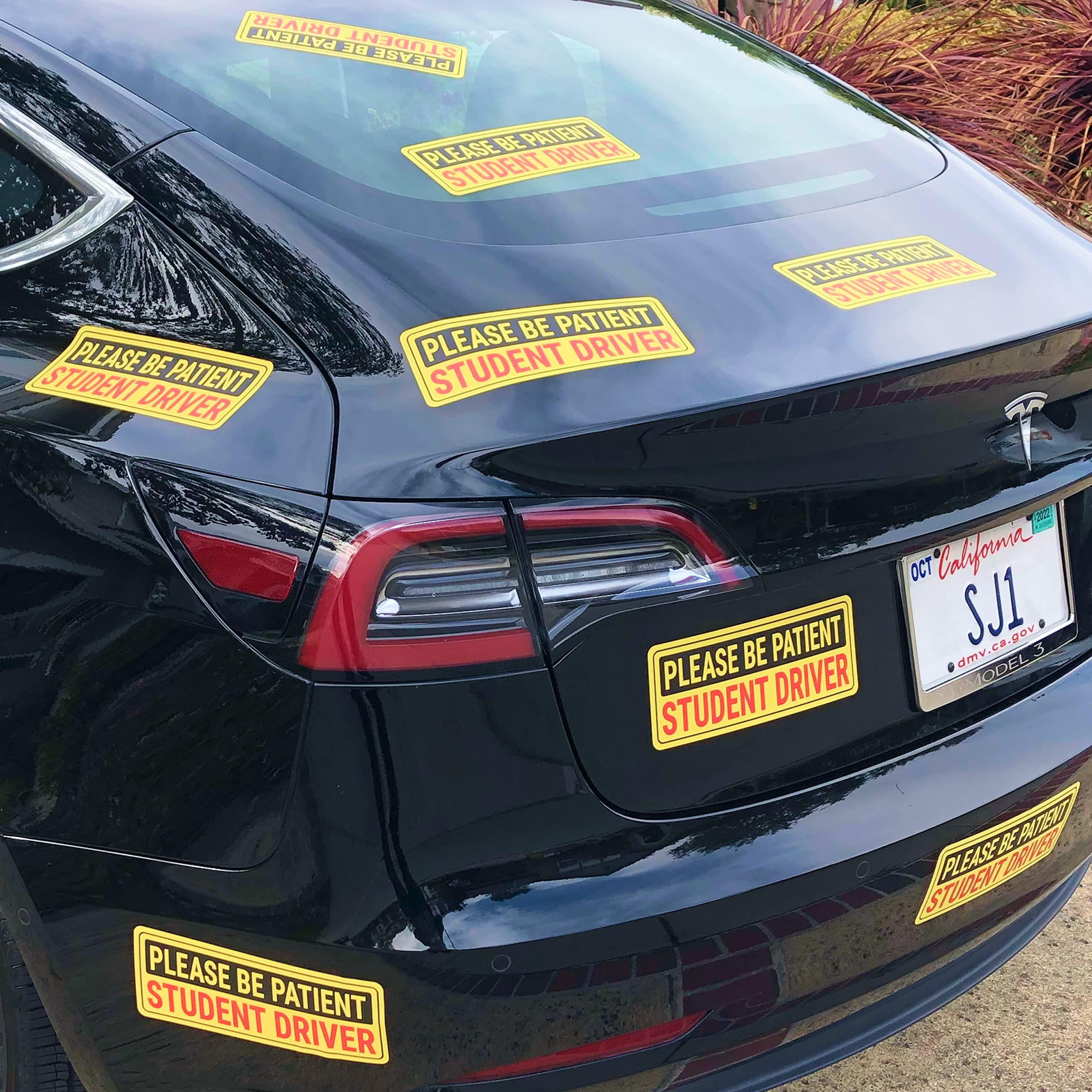 Stickios Non-Magnetic Student Driver Stickers - Removable Vinyl Decal Signs For Cars & Windows - Made In Usa (10X4 Inches, 8-Pac