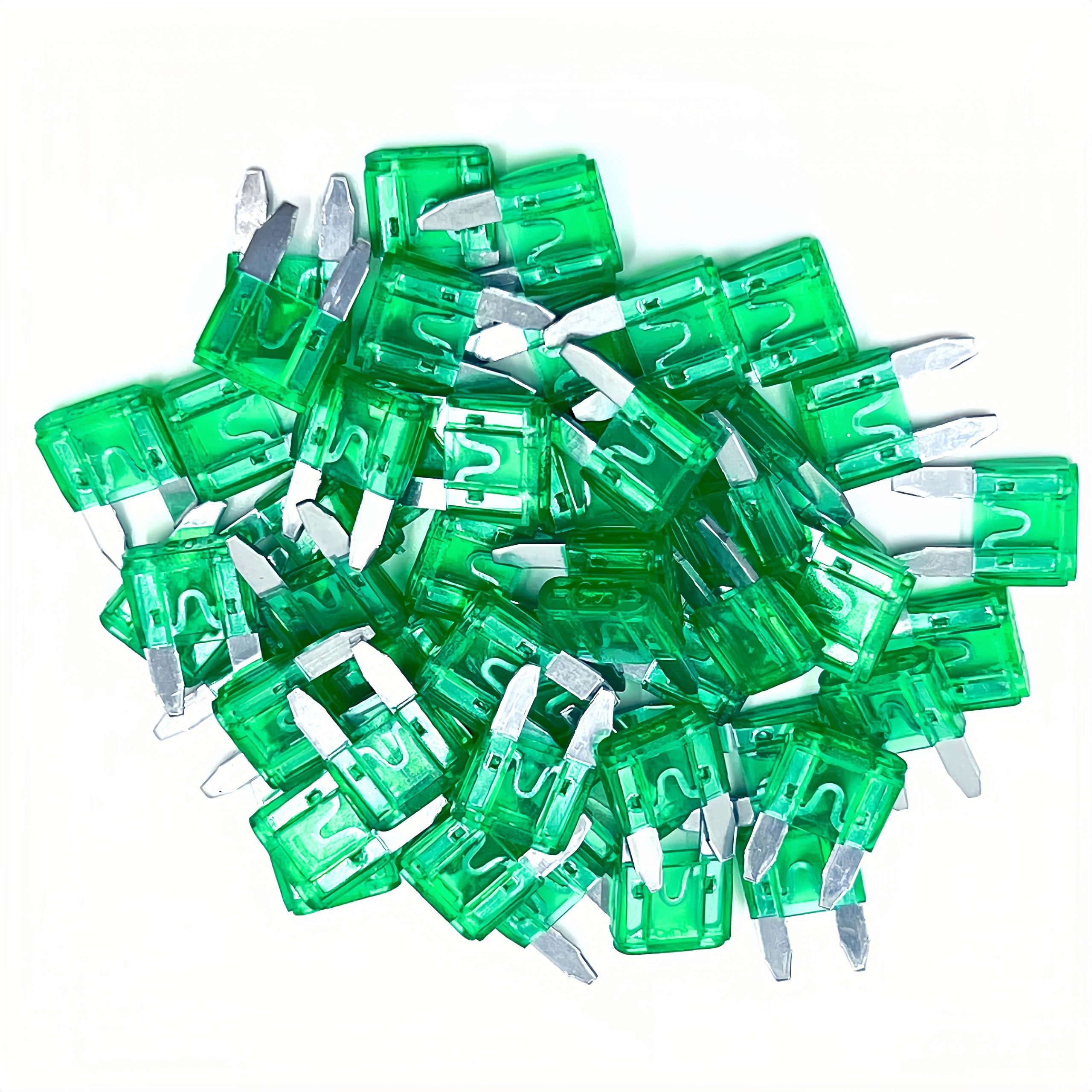 Xjlsgxusg 50Pcs 30Amp Mini Car Fuses, Blade Fuse Assortment Kit For Car, Marine, Truck, Rv Fuse Replacement