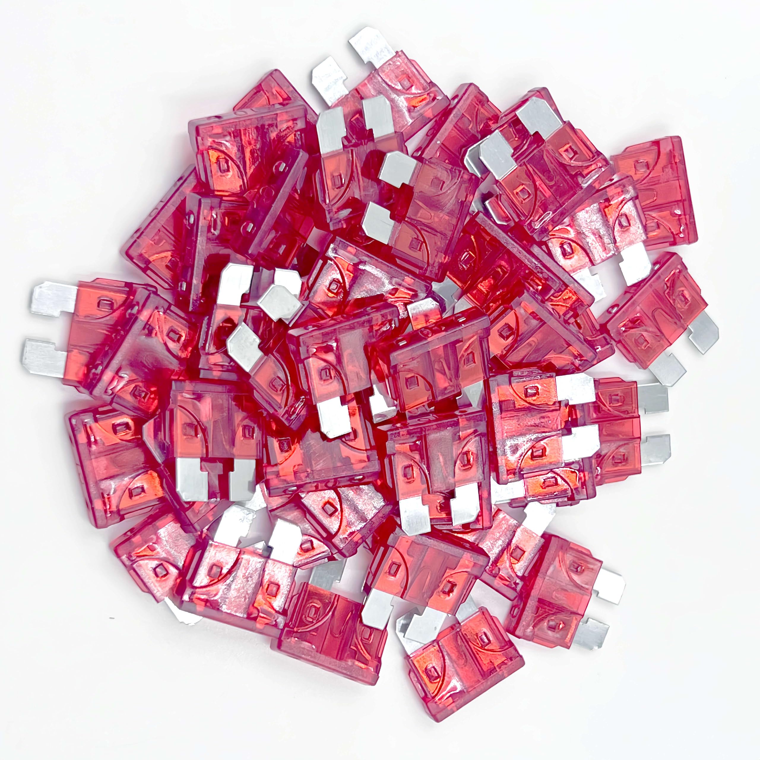 Xjlsgxusg 50Pcs 10Amp Standard Car Fuses, Blade Fuse Assortment Kit For Car, Marine, Truck, Rv Fuse Replacement