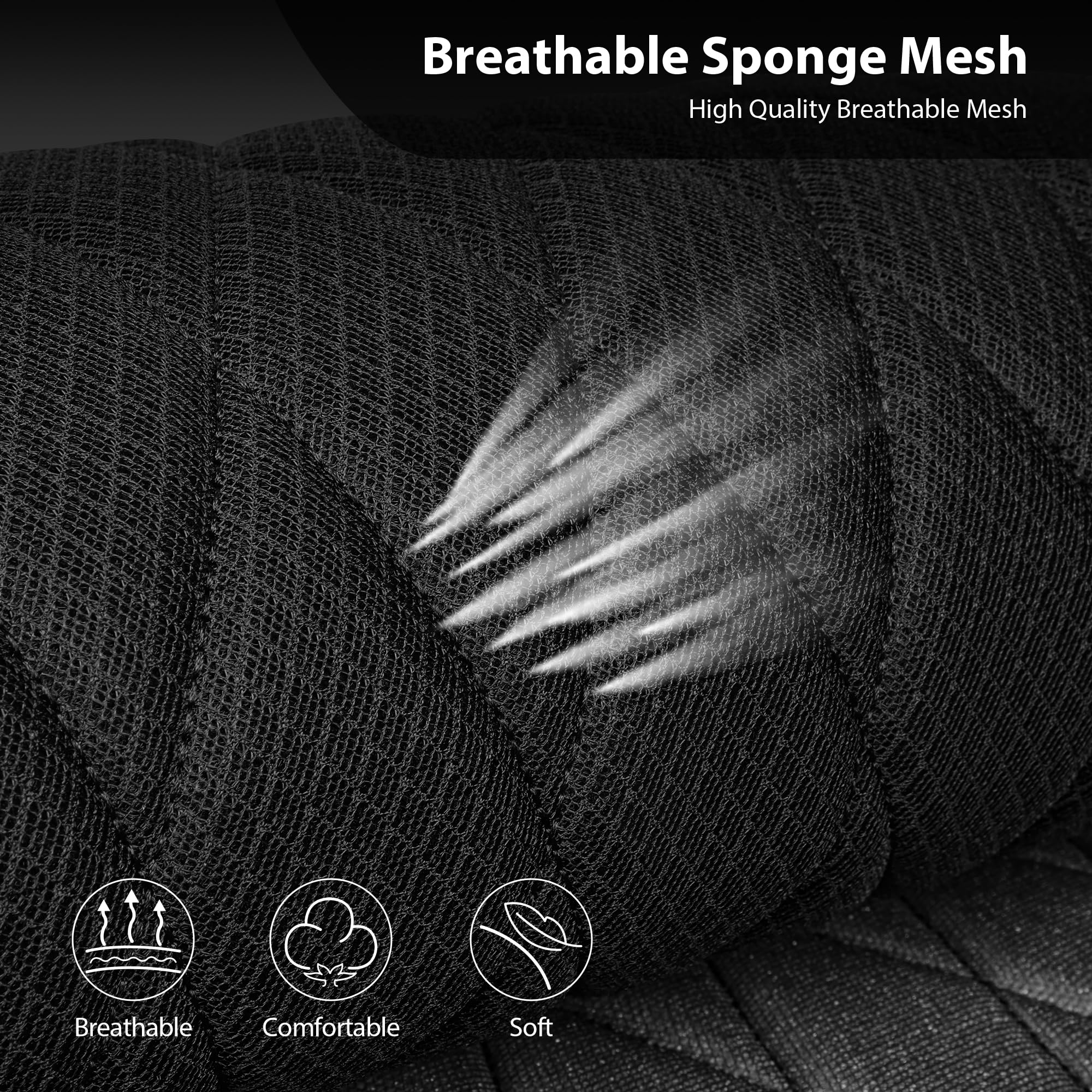 Car Pass Thick Foam 3D Air Mesh Leather Rear Bench Car Seat Covers, Breathable Deluxe Anti Slip Automotive Back Seat Cover Unive