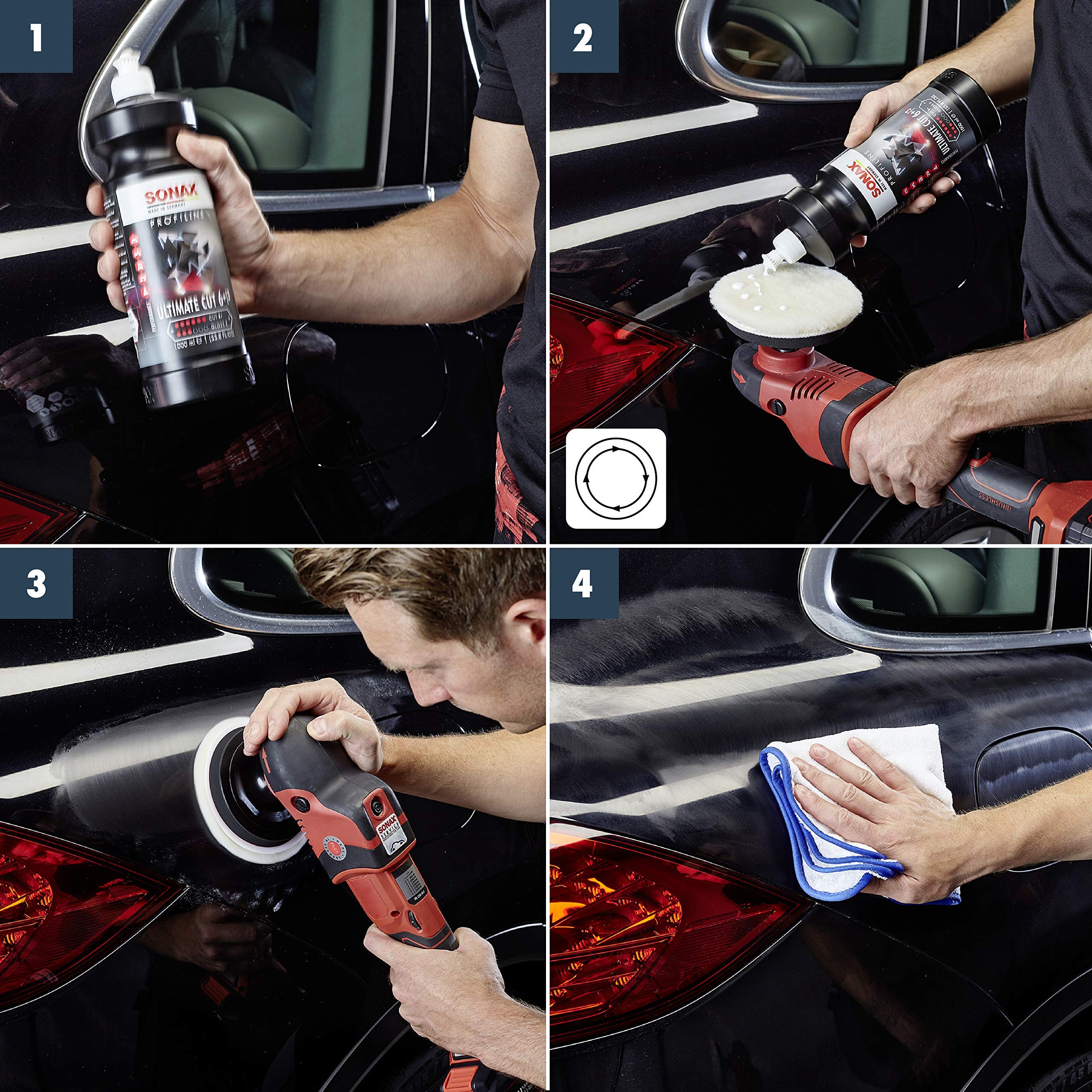 Sonax Ultimate Cut | Strong Abrasive Compound | Removes P1000 Or Finer | Water Based Polish/Compound | Step 1 Compound | Removes Deep Scratches | Removes Sand Scratches | 1L | 239300