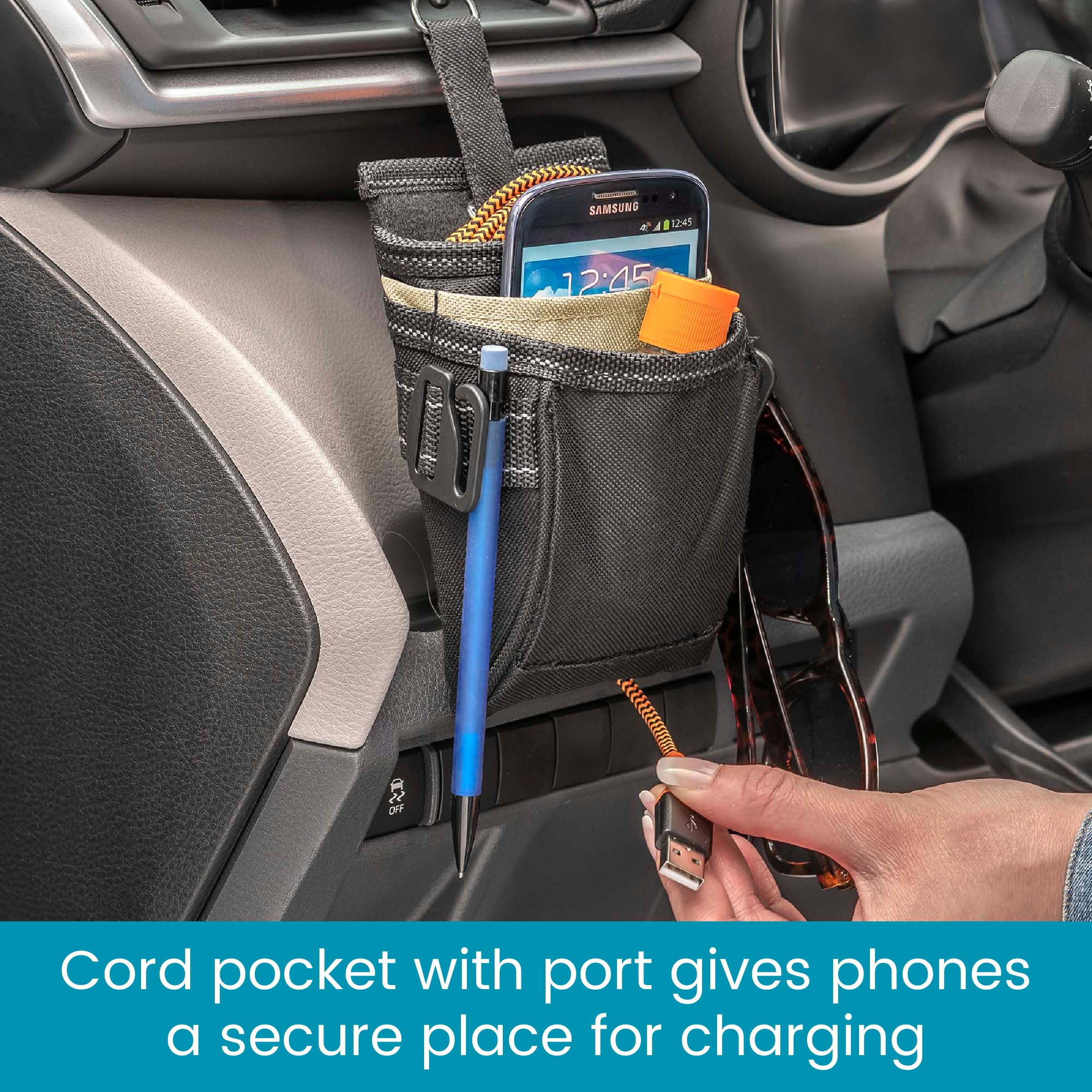 High Road Driverpockets Car Pouch - Vent Pocket And Vent Cell Phone Holder For Car - Front Seat Organizer With 3 Pockets, Hangin