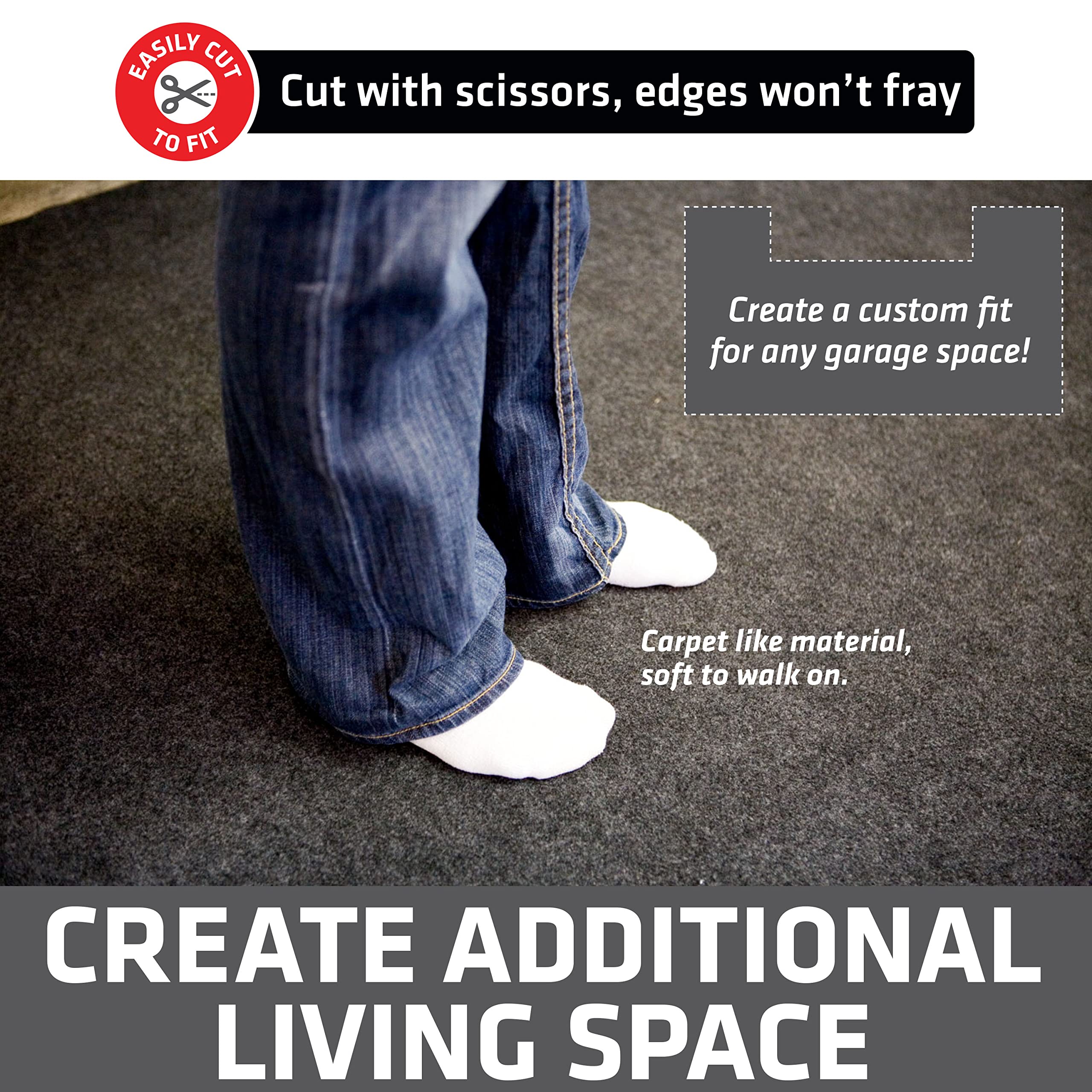 Drymate Garage Floor Mat, (20' X 7'4), Protects Surfaces, Transforms Garage, Absorbent, Waterproof, Durable (Usa Made) (Charcoal) (Includes Double Sided Tape)