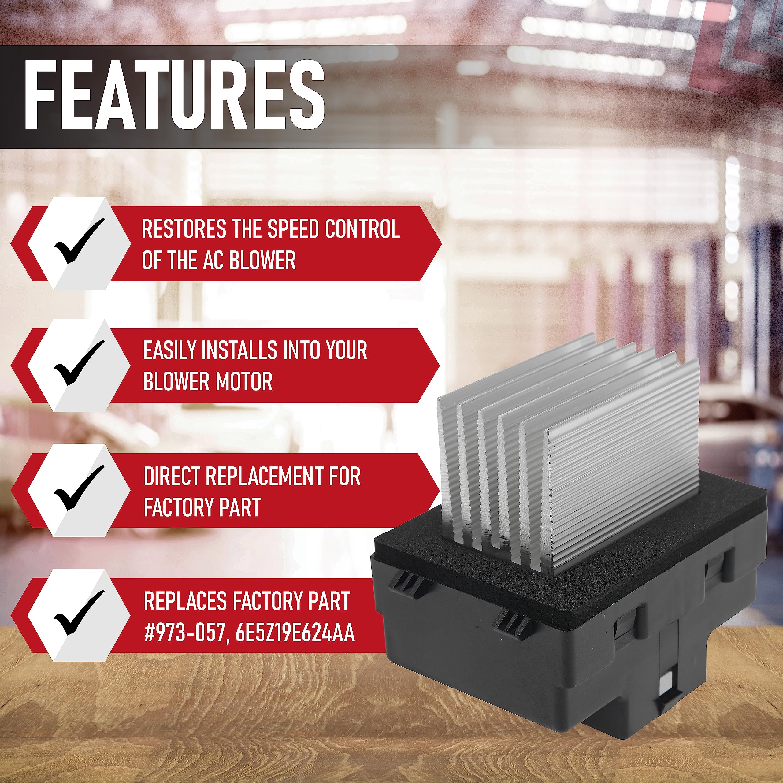 Hvac Blower Motor Resistor - Compatible With Ford, Lincoln And Mercury - Replaces 973-057, 6E5Z19E624Aa, 8E5Z19E624A, Ja1712, 4P