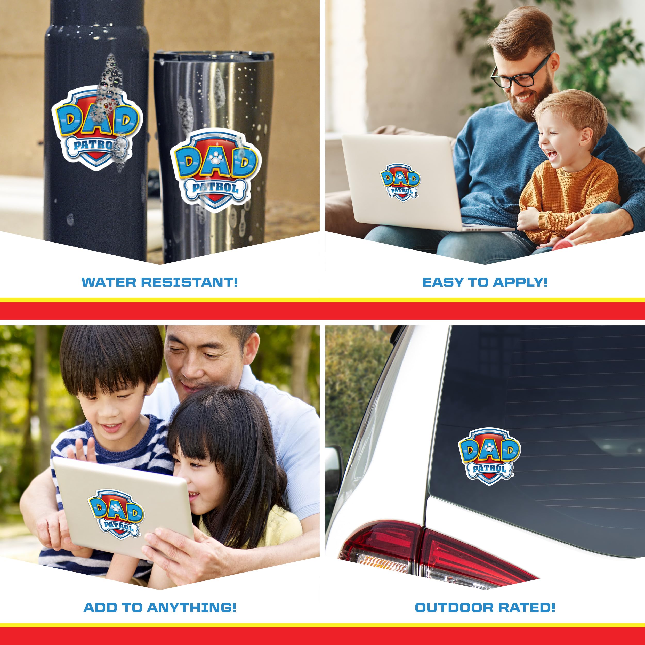 Paw Patrol Dad Patrol Decals - Set Of 3 Dad Patrol Badge Vinyl Stickers For Truck Water Bottle Bike Helmet Laptop Skateboard - O