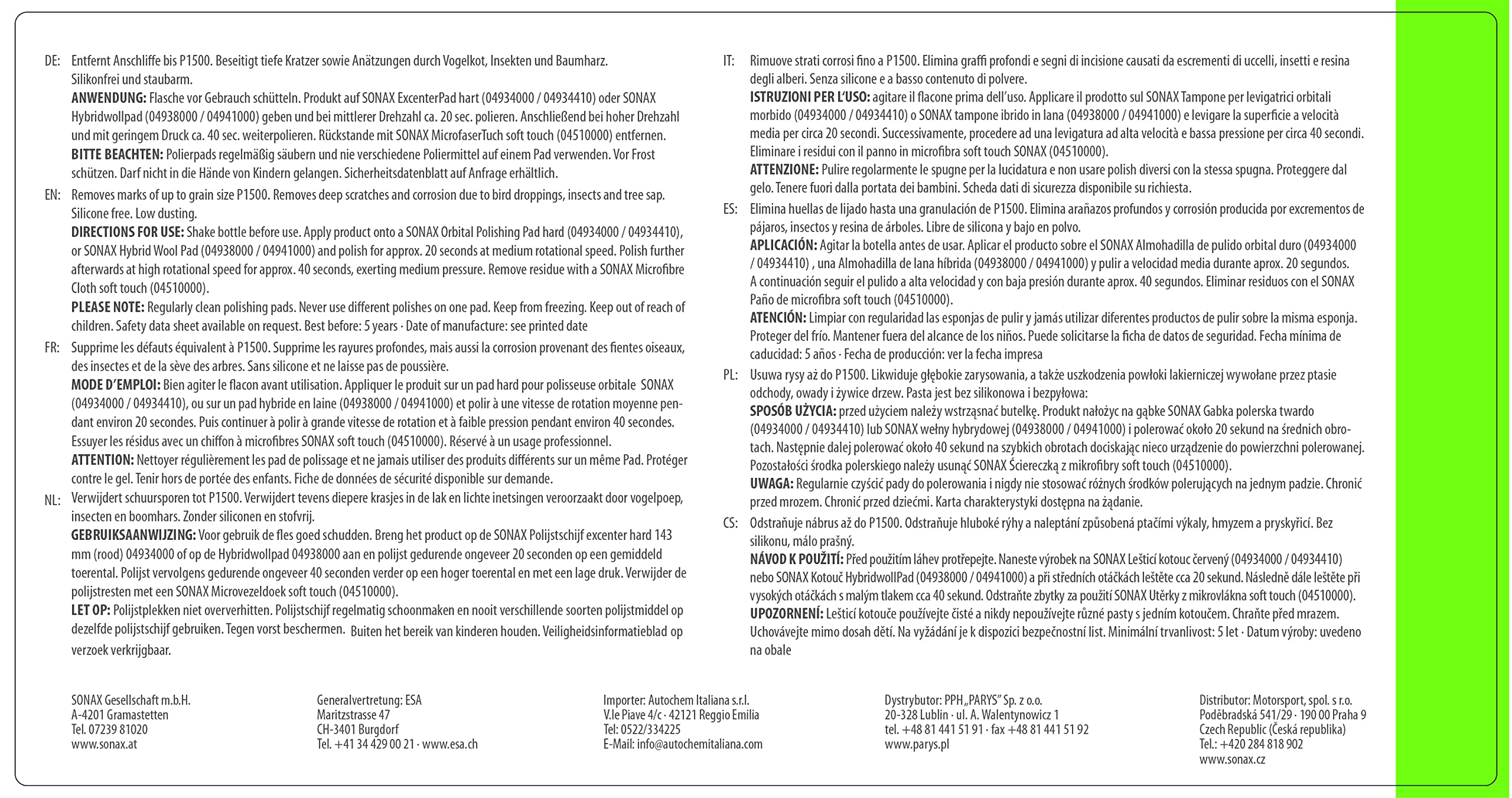 Sonax 02453000 Excut 1L