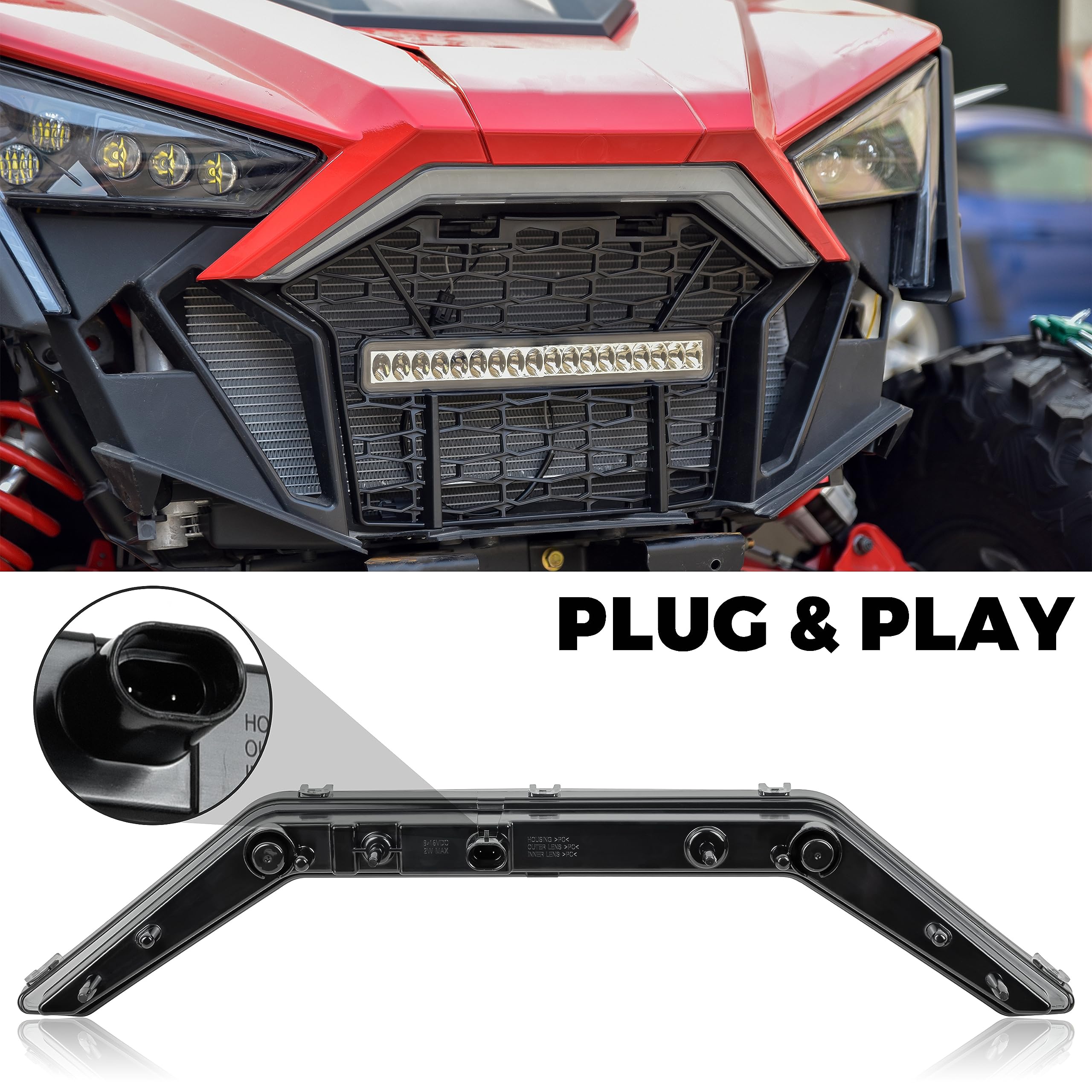 Sautvs Front Accent Light For Rzr Pro Xp, Led Center Grill Light Front Signature Light For Polaris Polaris Rzr Pro Xp/ Xp4/ Rzr Pro R/Rzr Turbo R Accessories 2020-2024(1Pcs, Replace #2884346)