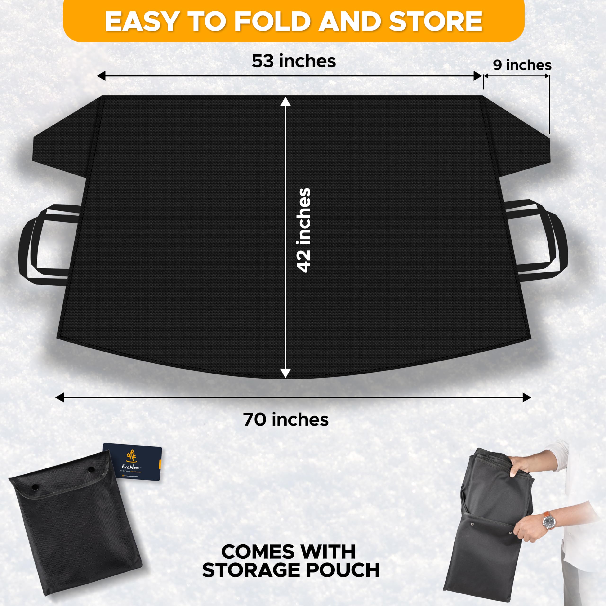 Econour Windshield Cover For Ice And Snow | Windshield Frost Cover With Elastic Strap | Windproof Double Strap Design | Water, H