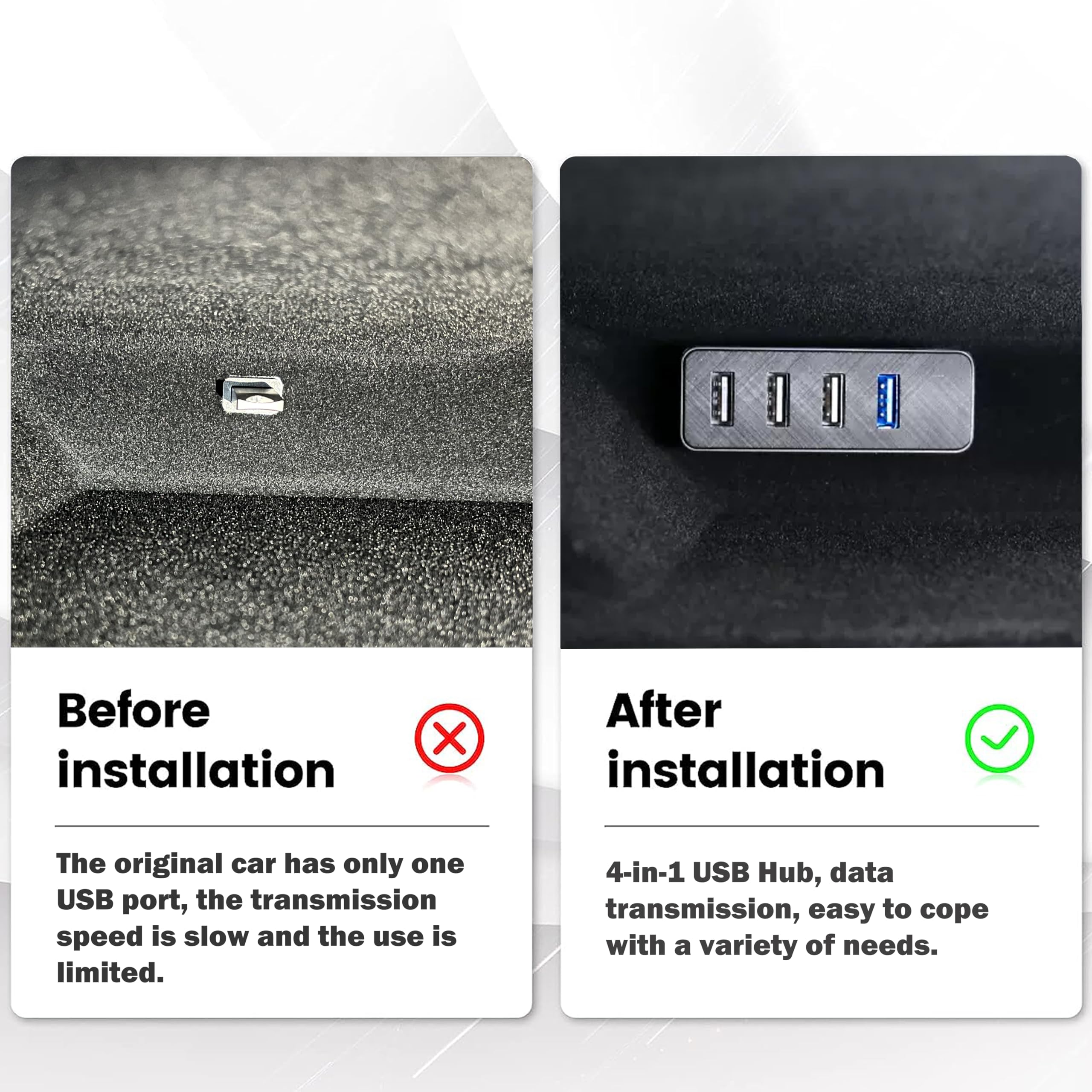 Leiakendi Glove Box Usb Hub For Tesla 2024-2025 Model 3 Highland, Cybertruck And New Model Y Juniper, 4-In-1 Glovebox Docking St