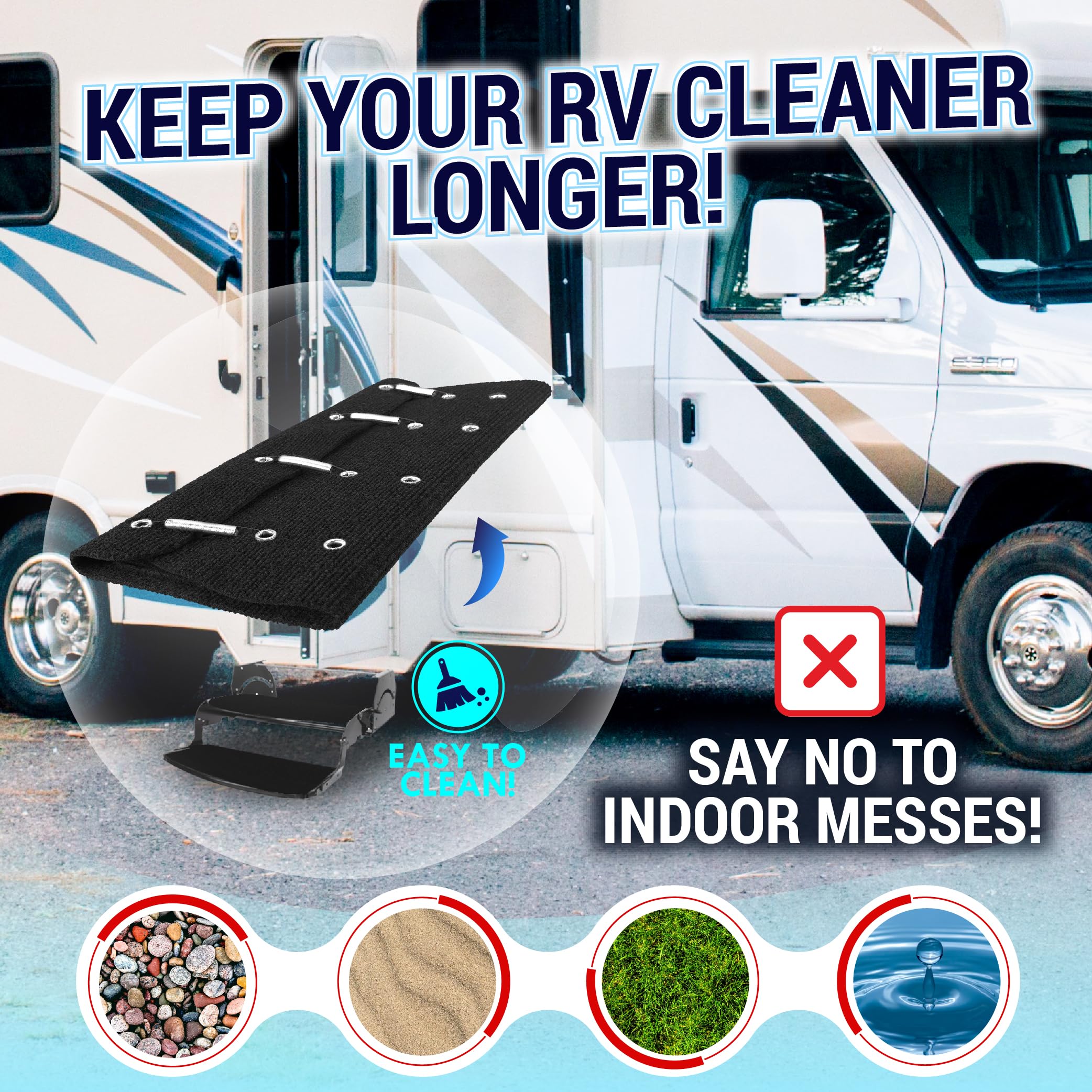 Latch.It Rv Step Covers 4 Pack | 22'' Wide Camper Step Carpet Covers | Radius Rv Step Covers | Radius Wraps Fit 8-11'' Deep Rv S