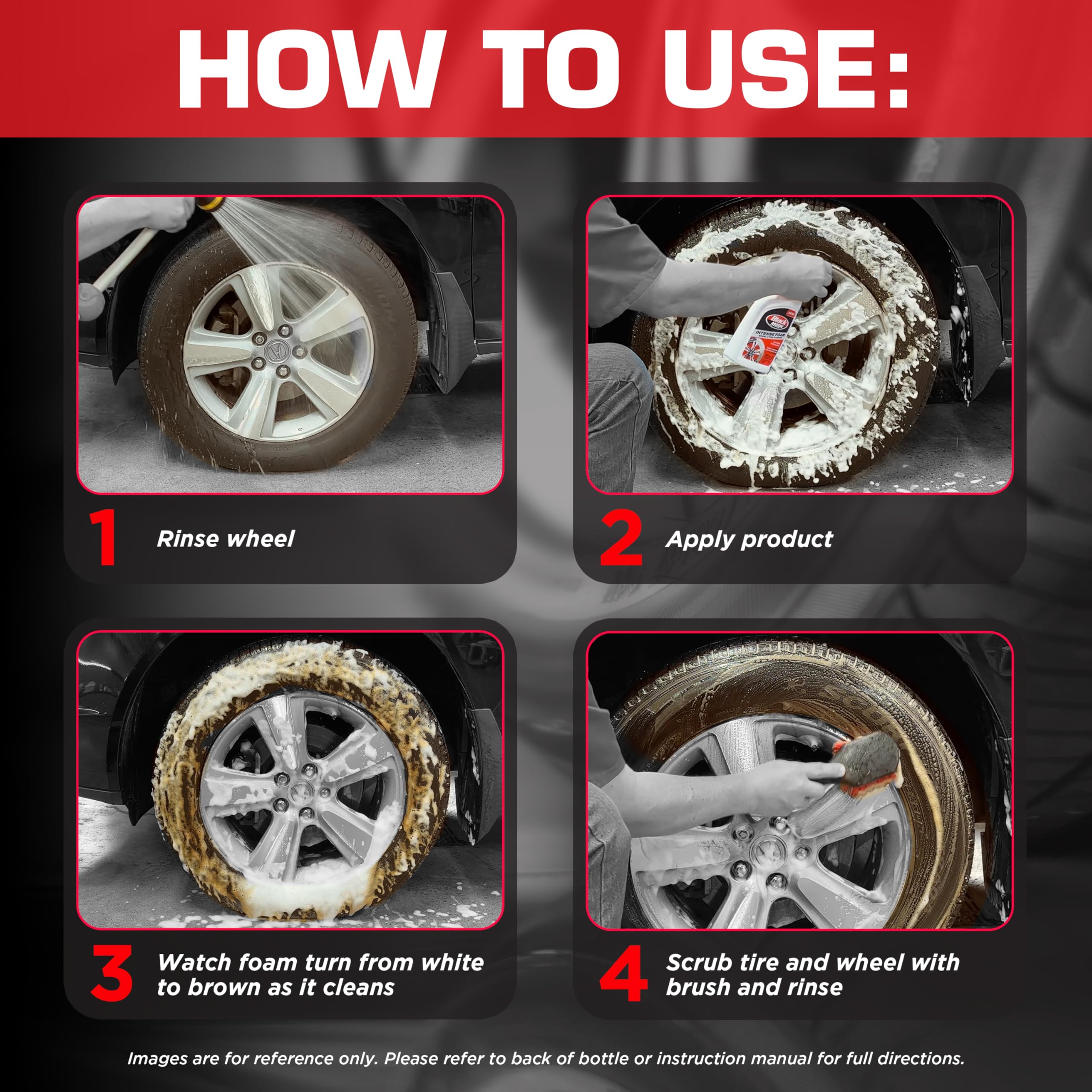 Black Magic 120228 Intense Foam Wheel & Tire Cleaner, High-Foaming Formula for Deep Cleaning, Removes Dirt, Grime & Brake Dust -