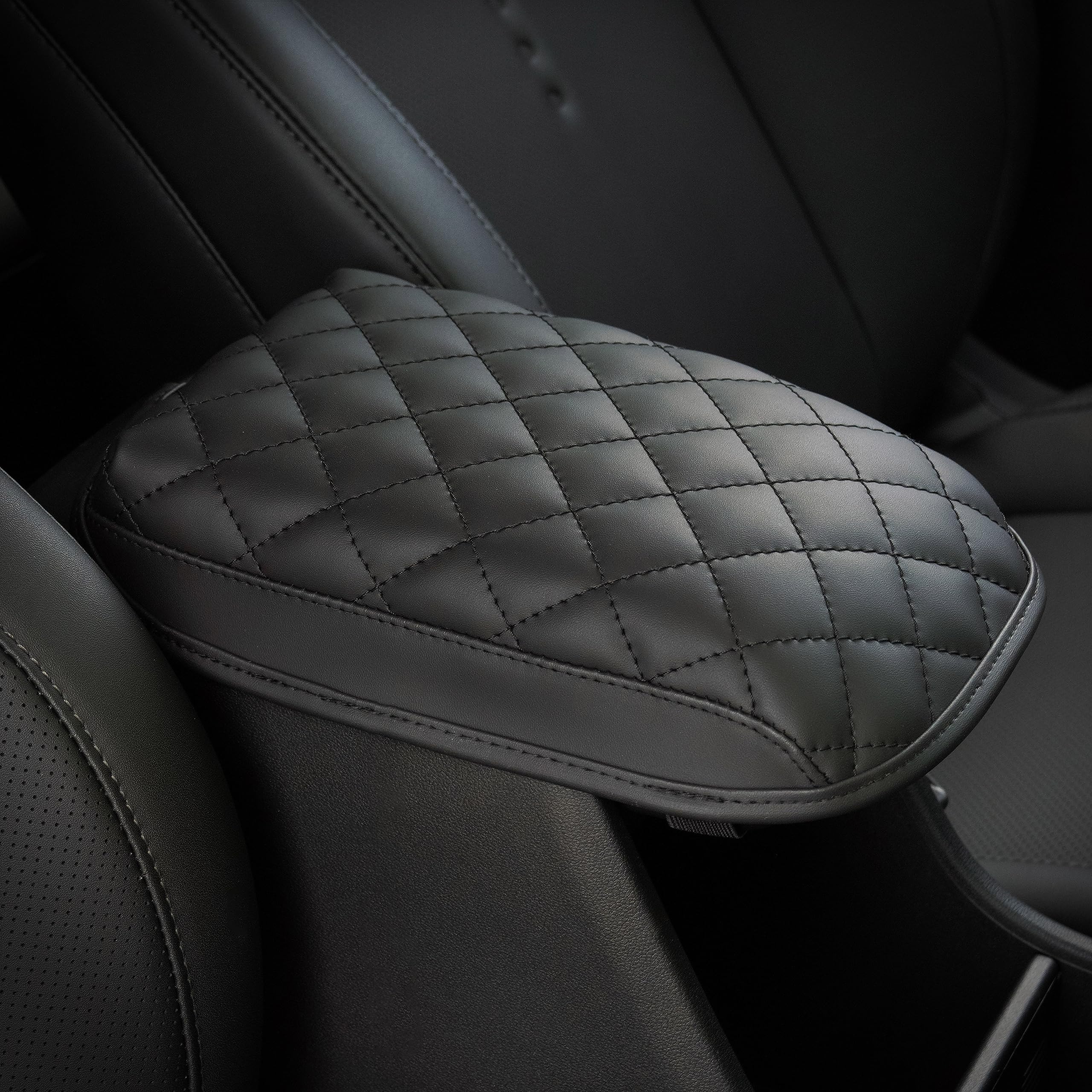 KMMOTORS Hyundai Kona(2023, 2024) Center Console Cover, Kona Accessories, Armrest Cushion, Quilting Black, Console Protector, Ve