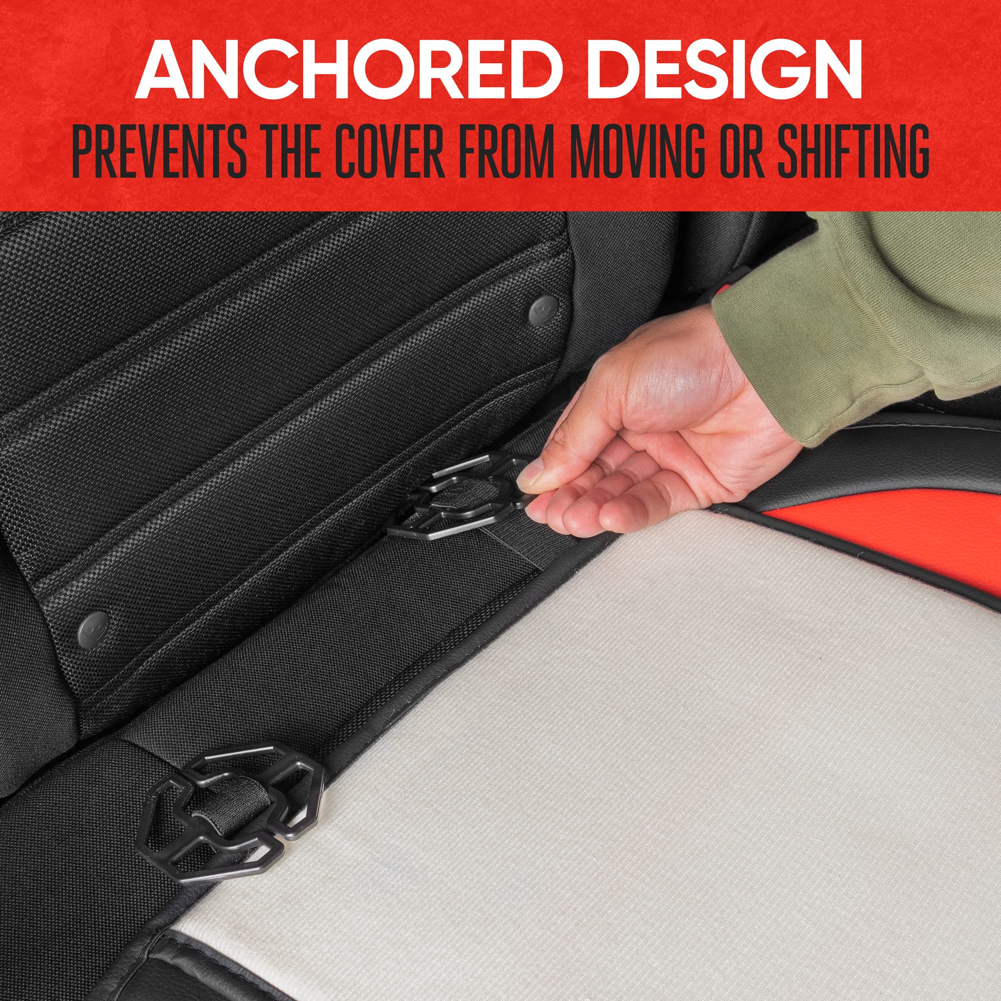 Motor Trend Luxefit Rear Bench Seat Covers For Cars Trucks Suv, Premium Faux Leather Sideless Sporty Car Seat Covers, Easy To In