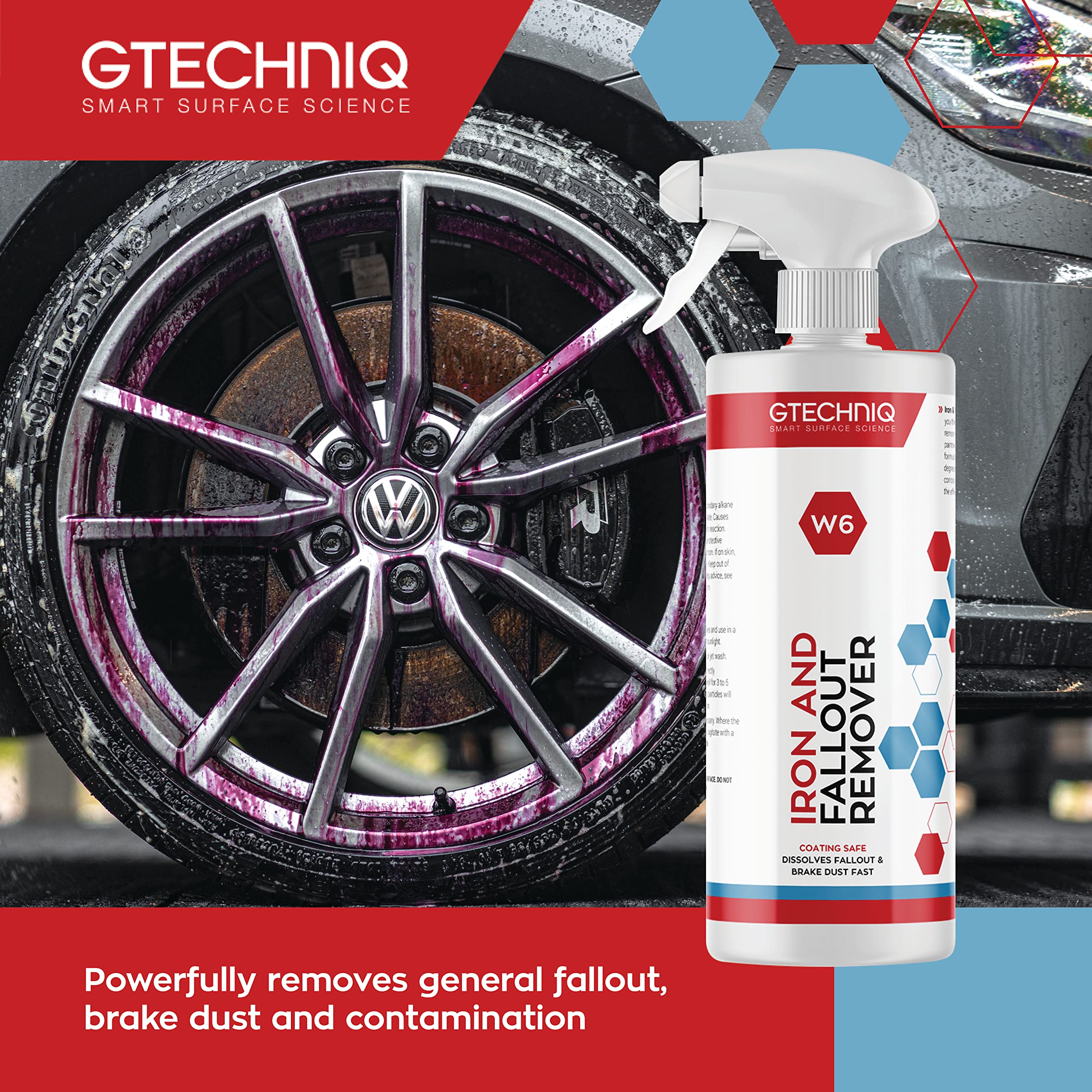 Gtechniq W6 Iron And General Fallout Remover For Cars, Brake Dust Degreaser And Cleaner For Wheels, Rims And Paintwork, Safe On