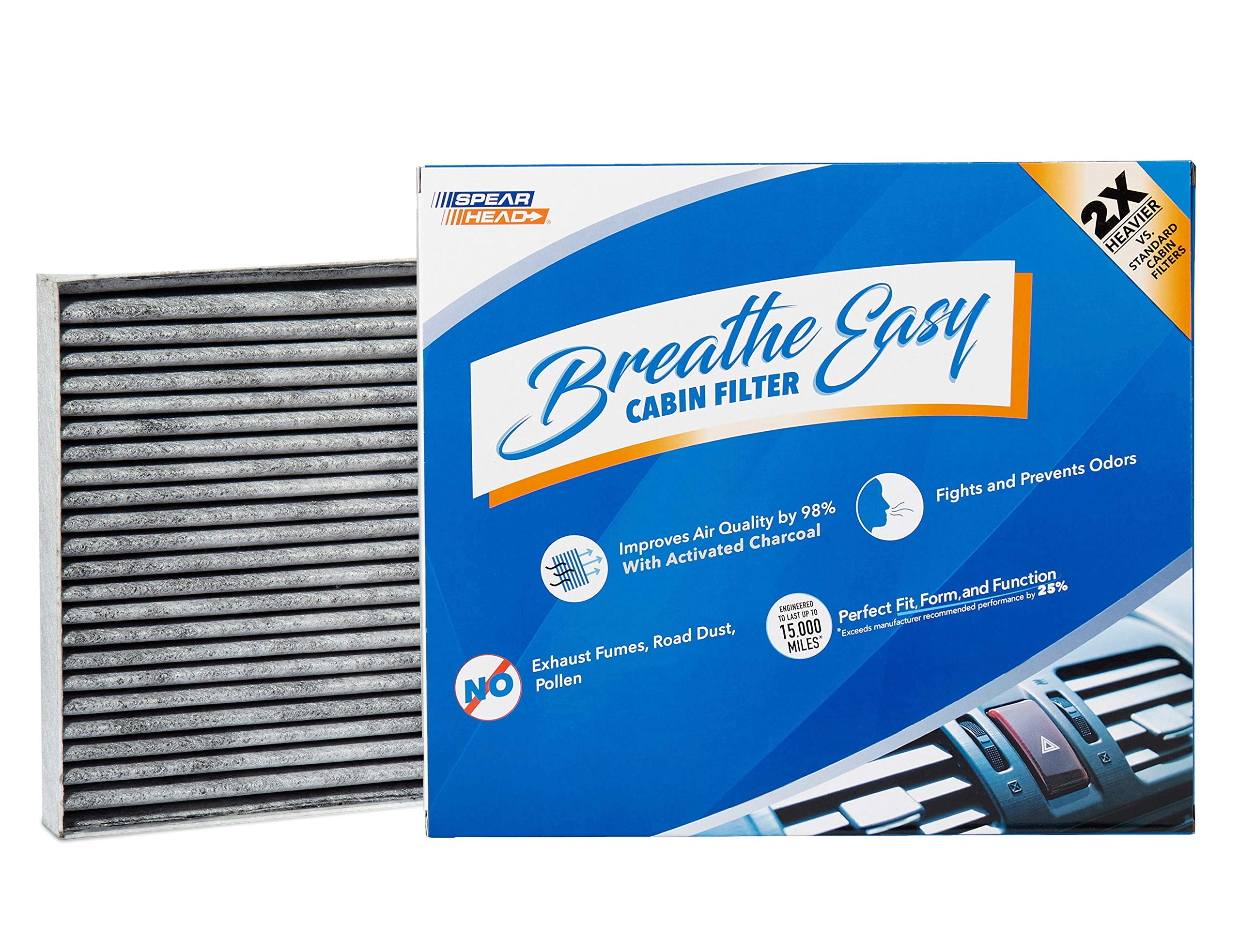 Spearhead Odor Defense Breathe Easy Cabin Filter, Fits Like Oem, Up To 25% Longer Lasting W/Activated Carbon (Be-058)