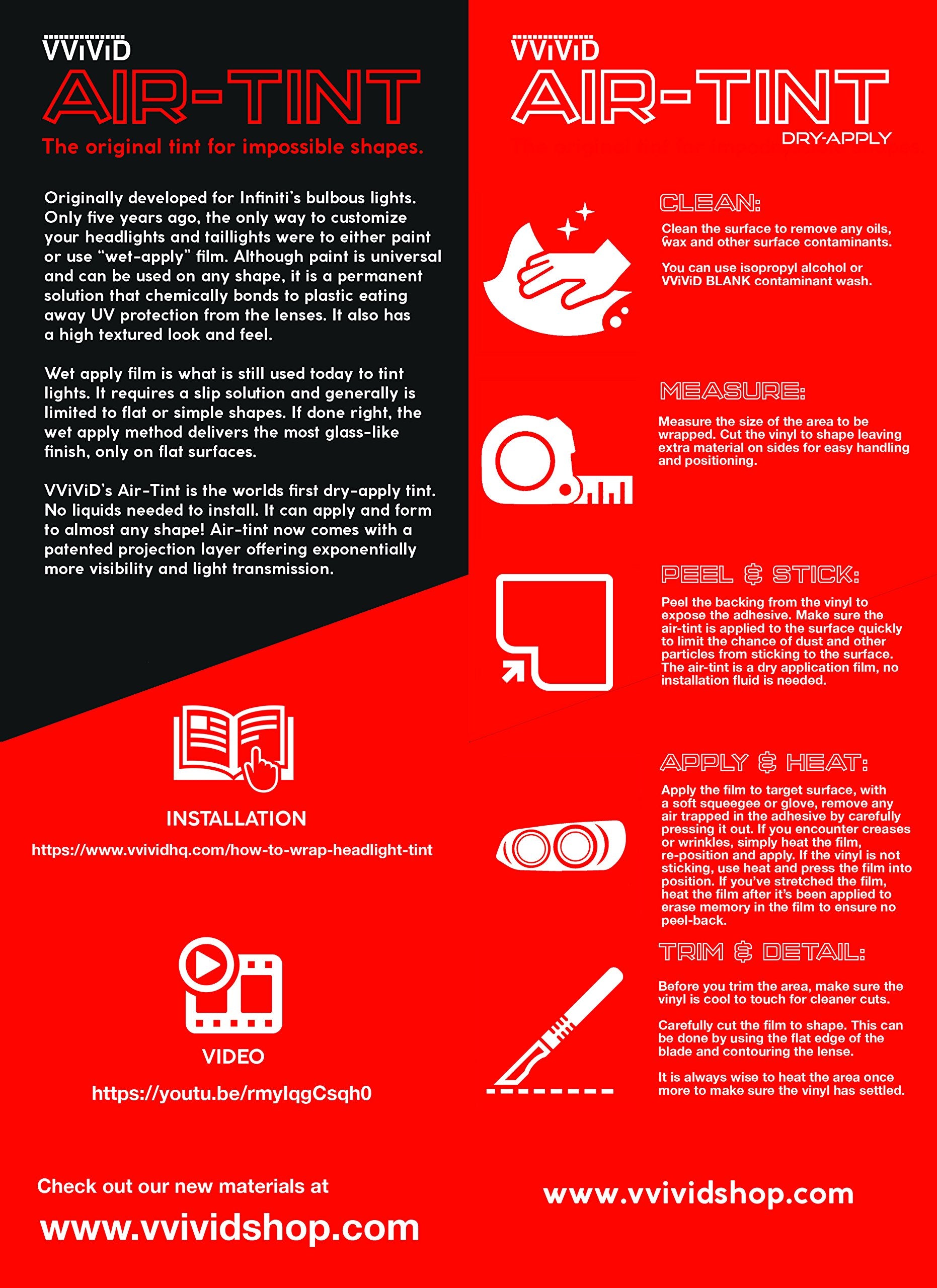 Vvivid Extra-Wide Headlight Taillight Vinyl Tint Wrap Roll (Light Smoke 16' X 48' 2-Roll Pack)