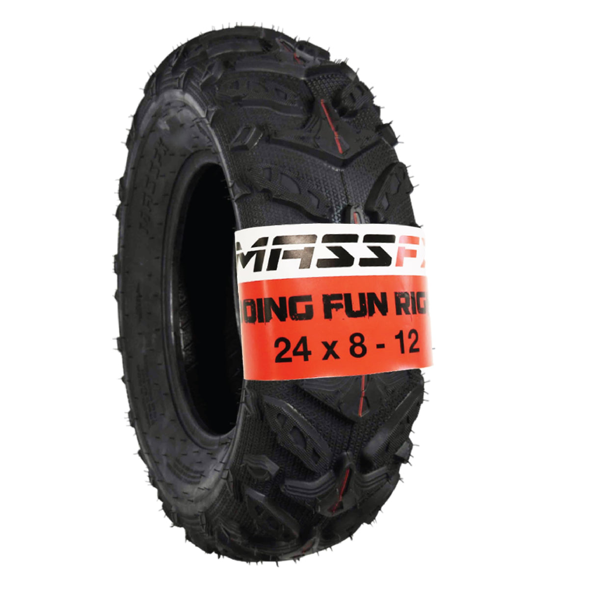 Massfx Grinder 24X8-12 Front Atv Tire, 6-Ply Rating, Chip & Tear Resistant, Micro Tread Technology, For Soft And Hard Pack Ground