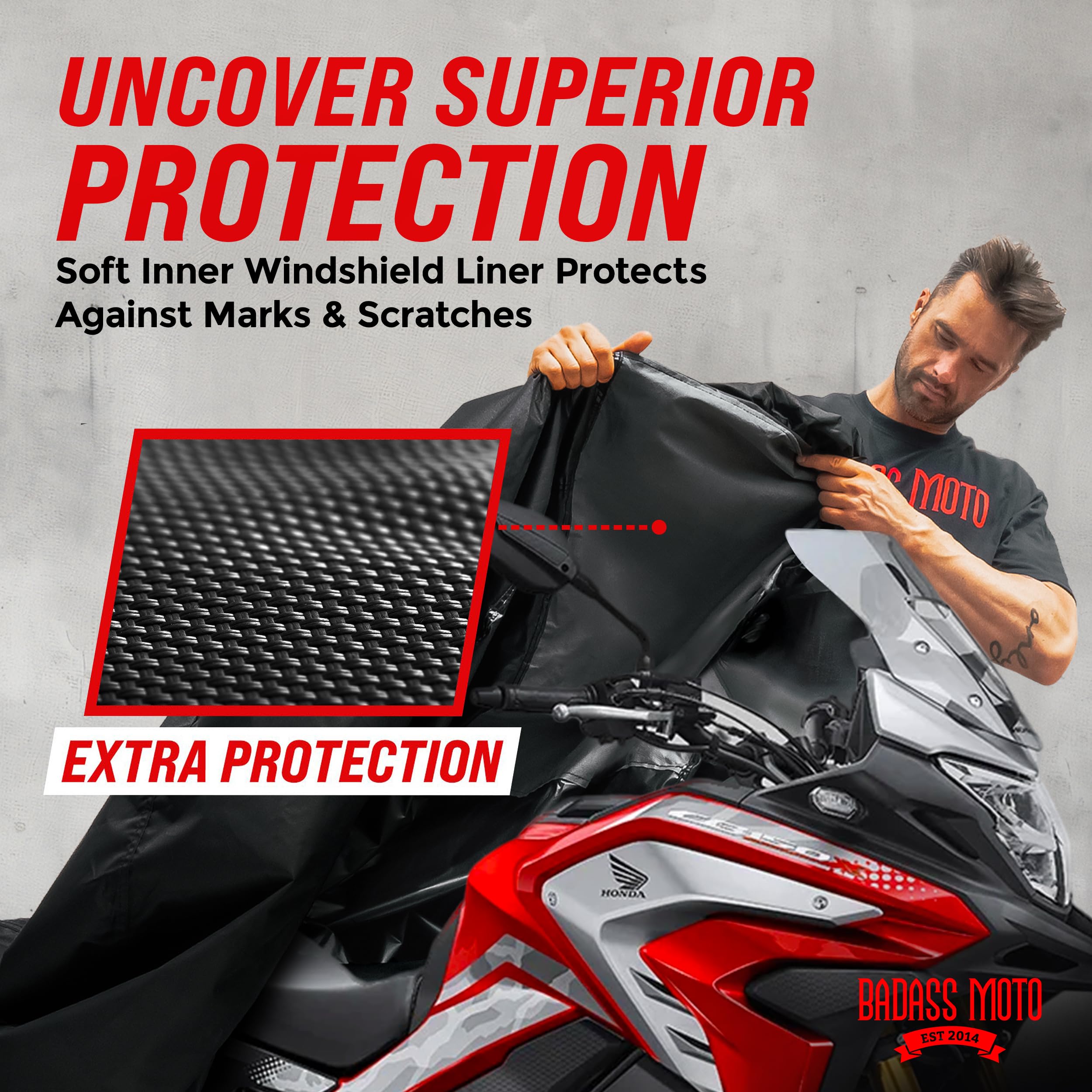 Badass Moto Ultimate Large Adventure Motorcycle Cover Waterproof Outdoor Adjusts to Top Case Motorcycle Sun Cover For Honda Afri