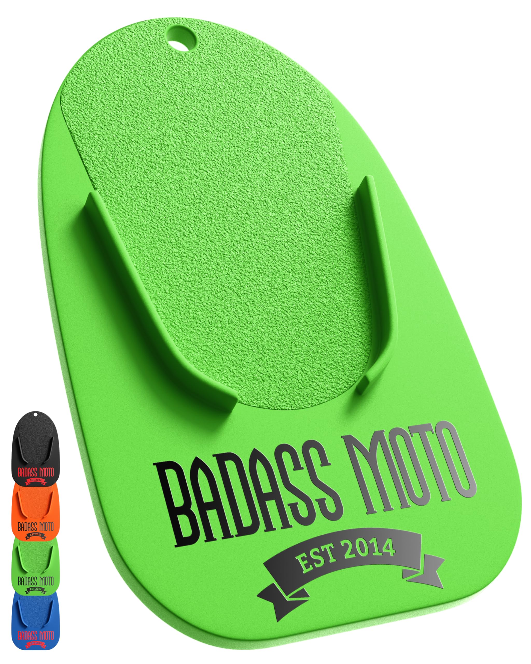 Badass Moto Motorcycle Kickstand Pad - Green - American Made in USA. Durable Biker Kick Stand Coaster/Support Plate Color Choice