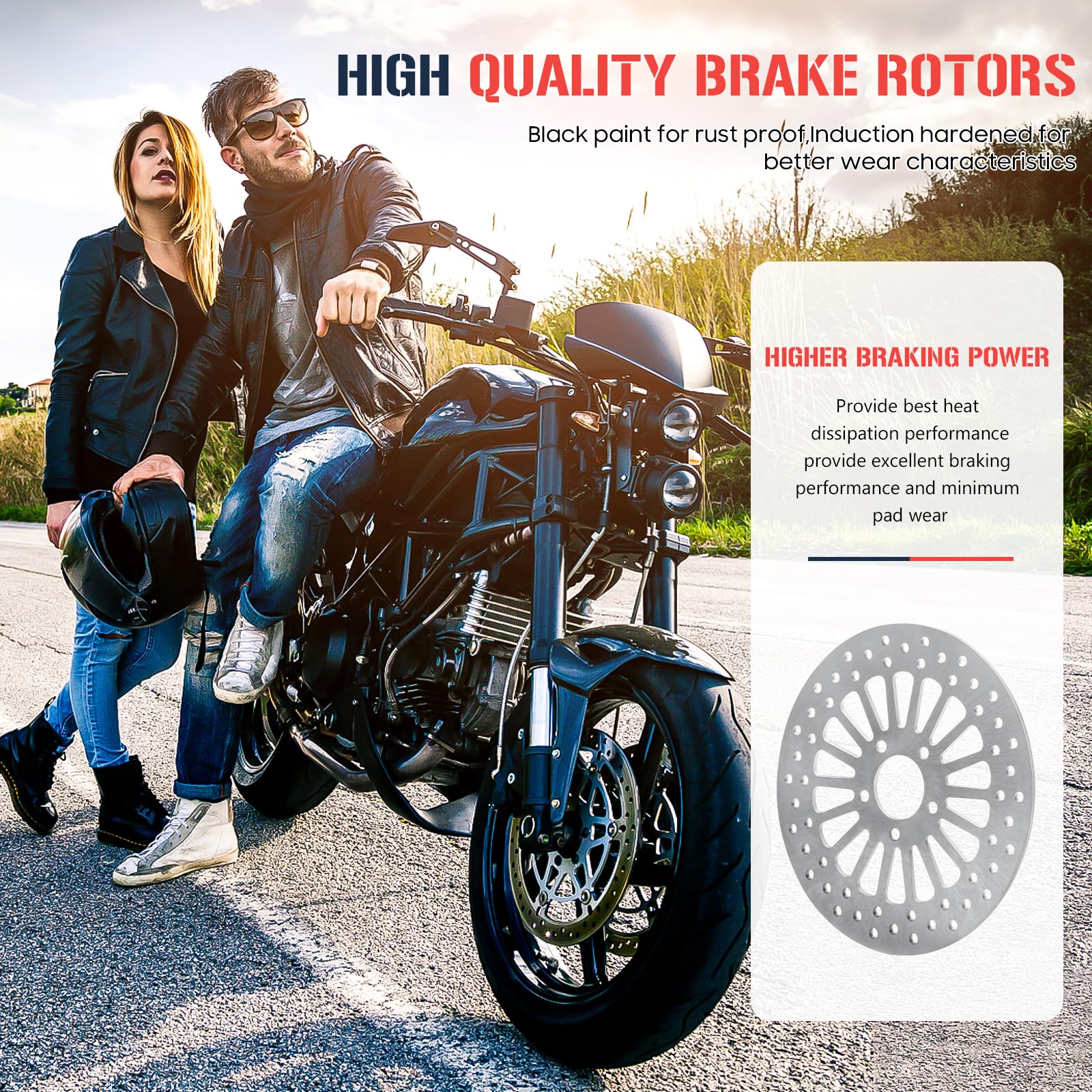 Front Brake Rotors Pads Set for Harley Davidson Electra Glide for Road King for Road Glide for Street Glide, for FLHR,FLHRI/FLHT