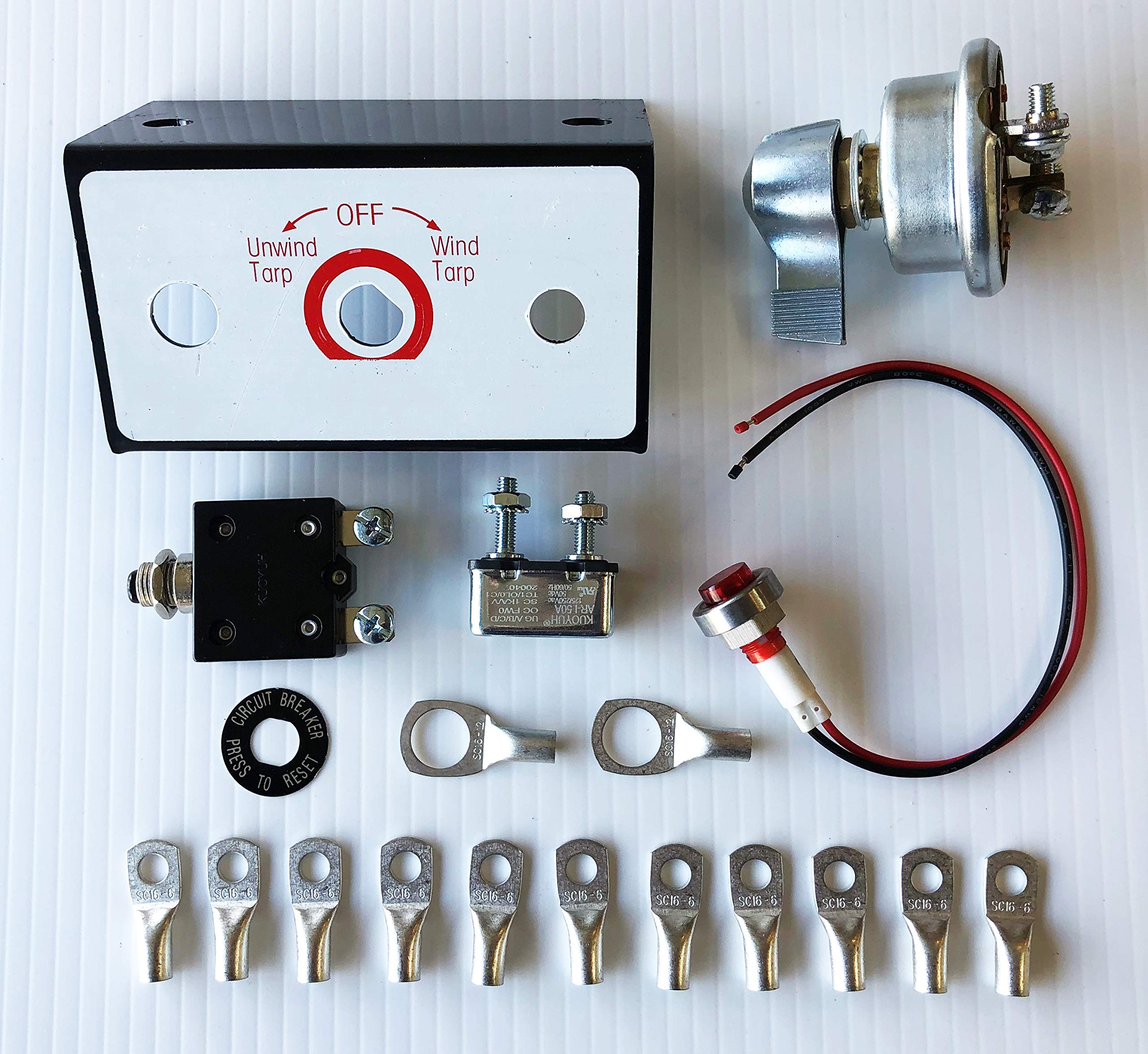 All Truck Products Tarp Motor Rotary Switch Kit W/Circuit Breaker And Indicator Light 12Vdc 50 Amps